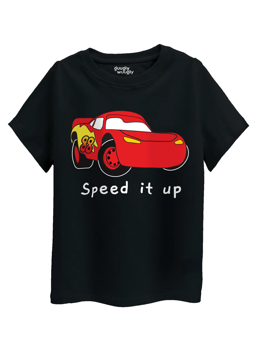 Guugly Wuugly Super Soft Combed Compact Cotton Speed Car Black T-shirt