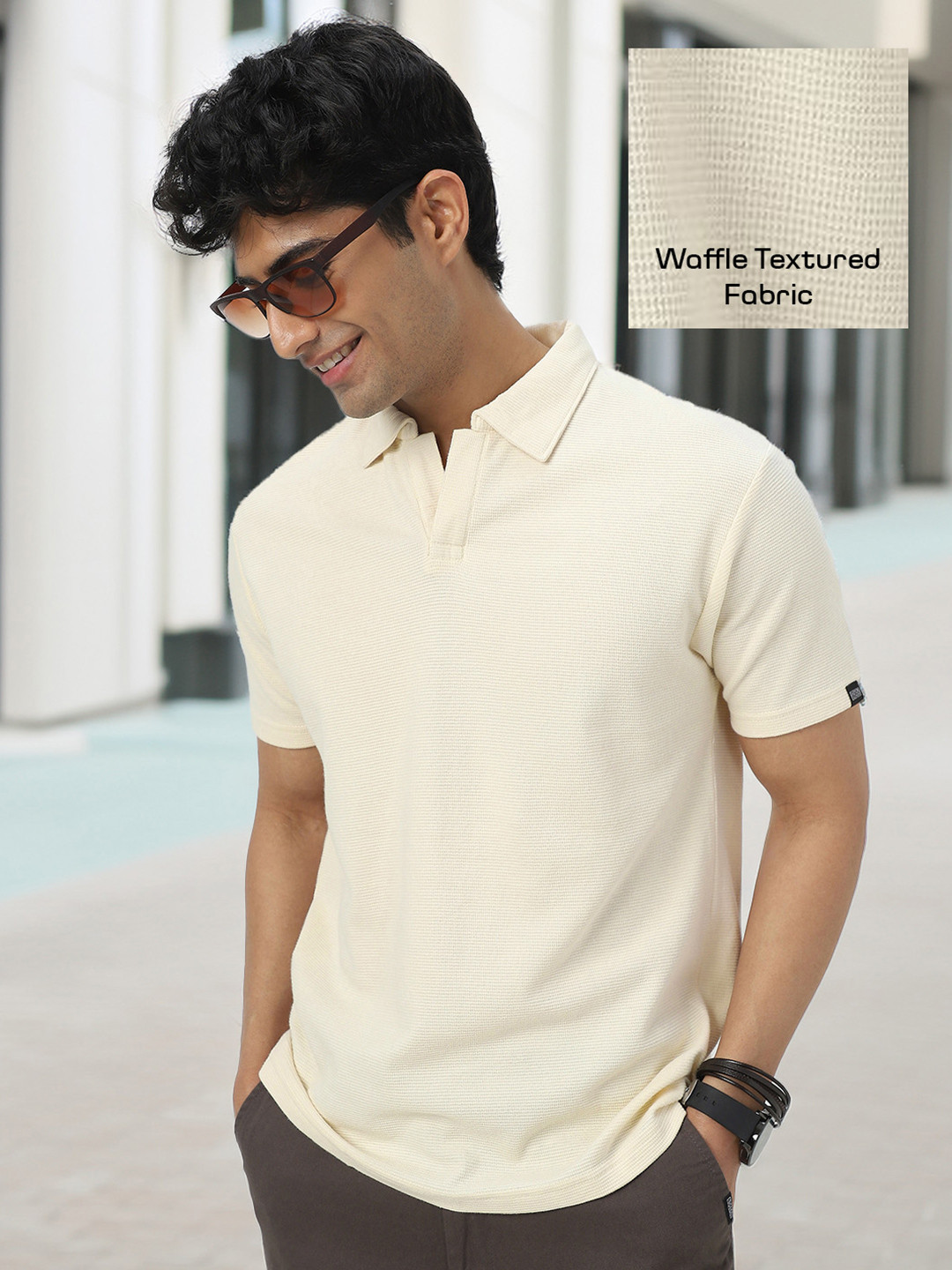 Urbano Fashion Men Textured Regular Fit Half Sleeve Cotton Polo T-Shirt