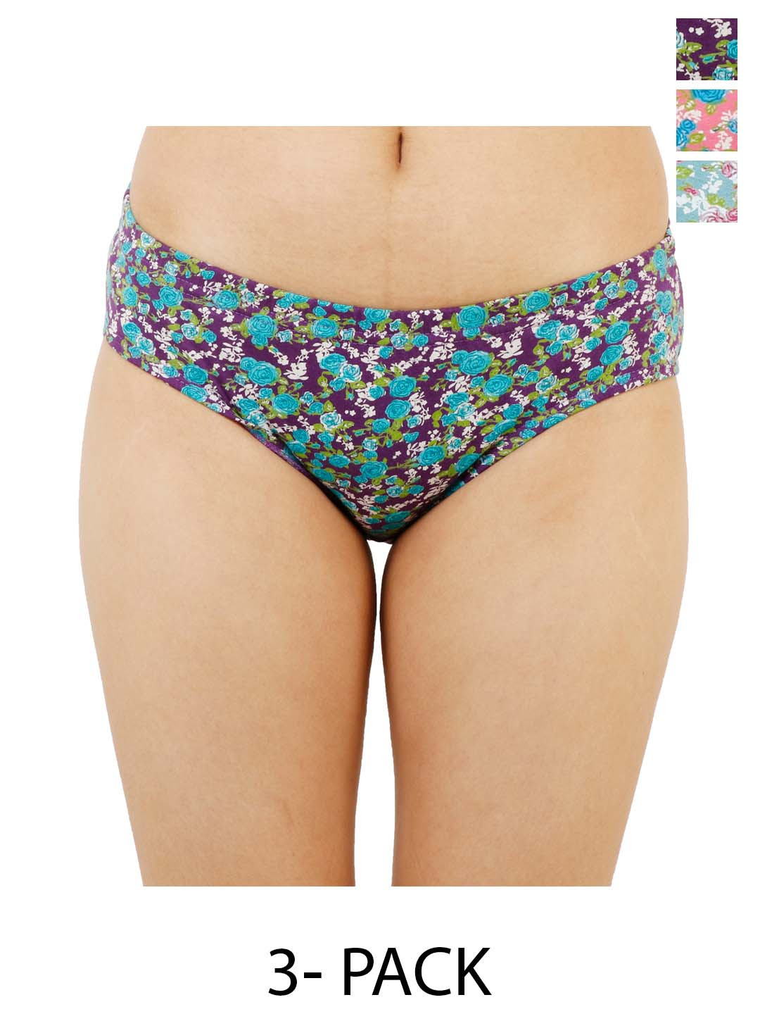 LADYLAND Pack Of 3 Printed Hipster Briefs LD0062C-VERA-GREEN+PINK+LIGHT GREEN-S