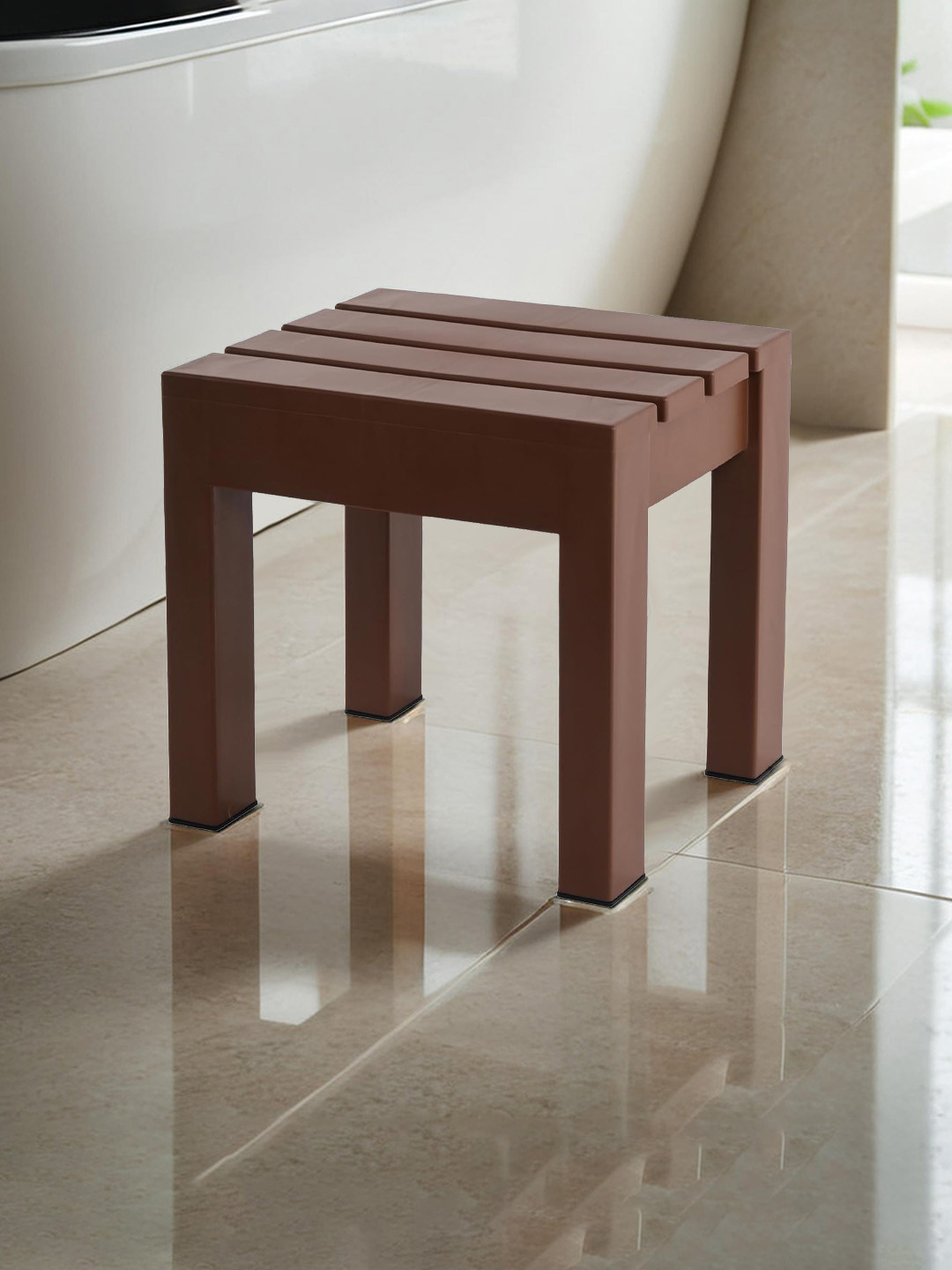 Kuber Industries Brown Anti Slip Bath Stool