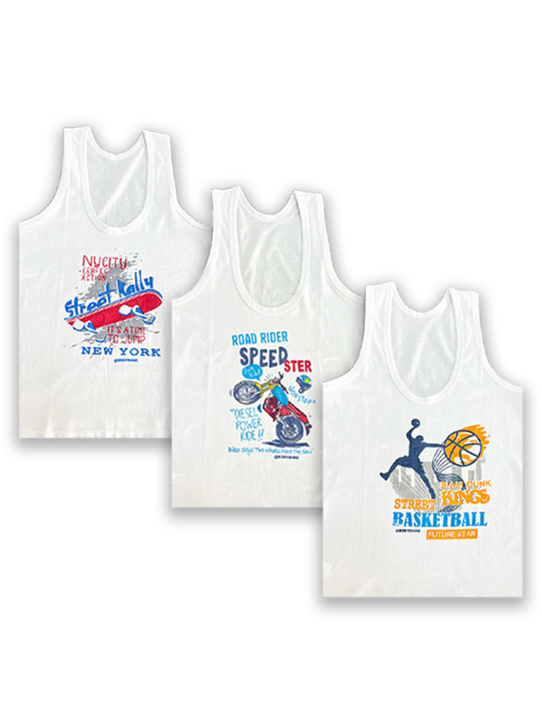Mega Style Boys Assorted Pure Cotton Basic Vest BS-W_SOLID-P3_01-0-3M