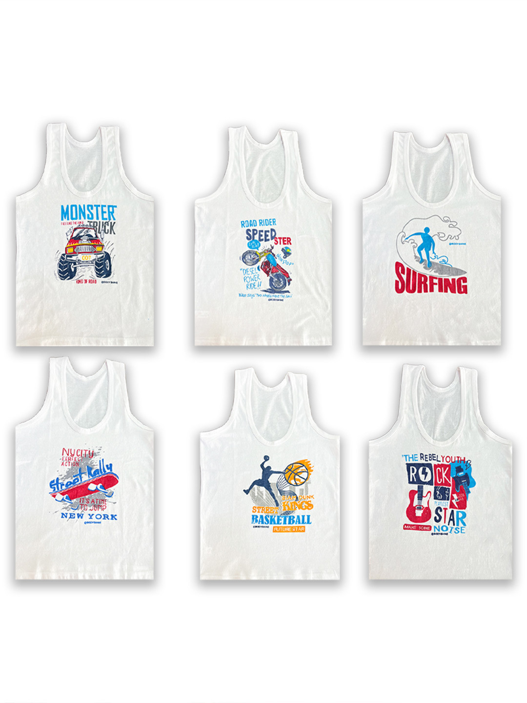 Mega style Boys Assorted Pure Cotton Basic Vest BS-W_SOLID-P6_01-0-3M