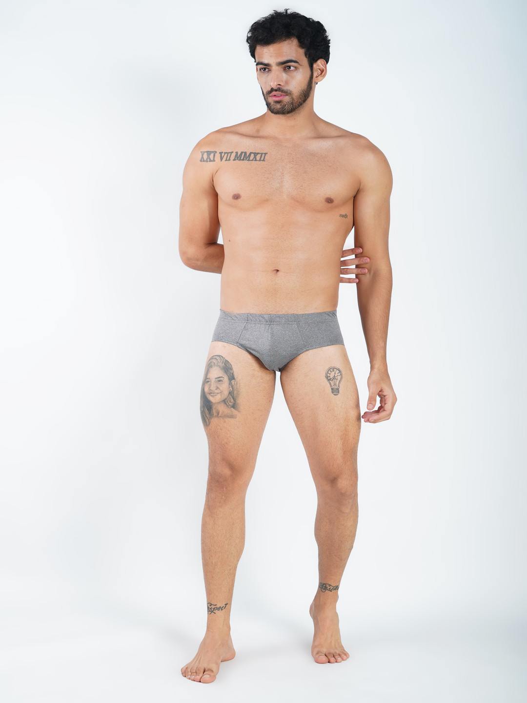 GOTO Self Design Hipster MELANGE LYCRA INNER ELASTIC BRIEF D GREY
