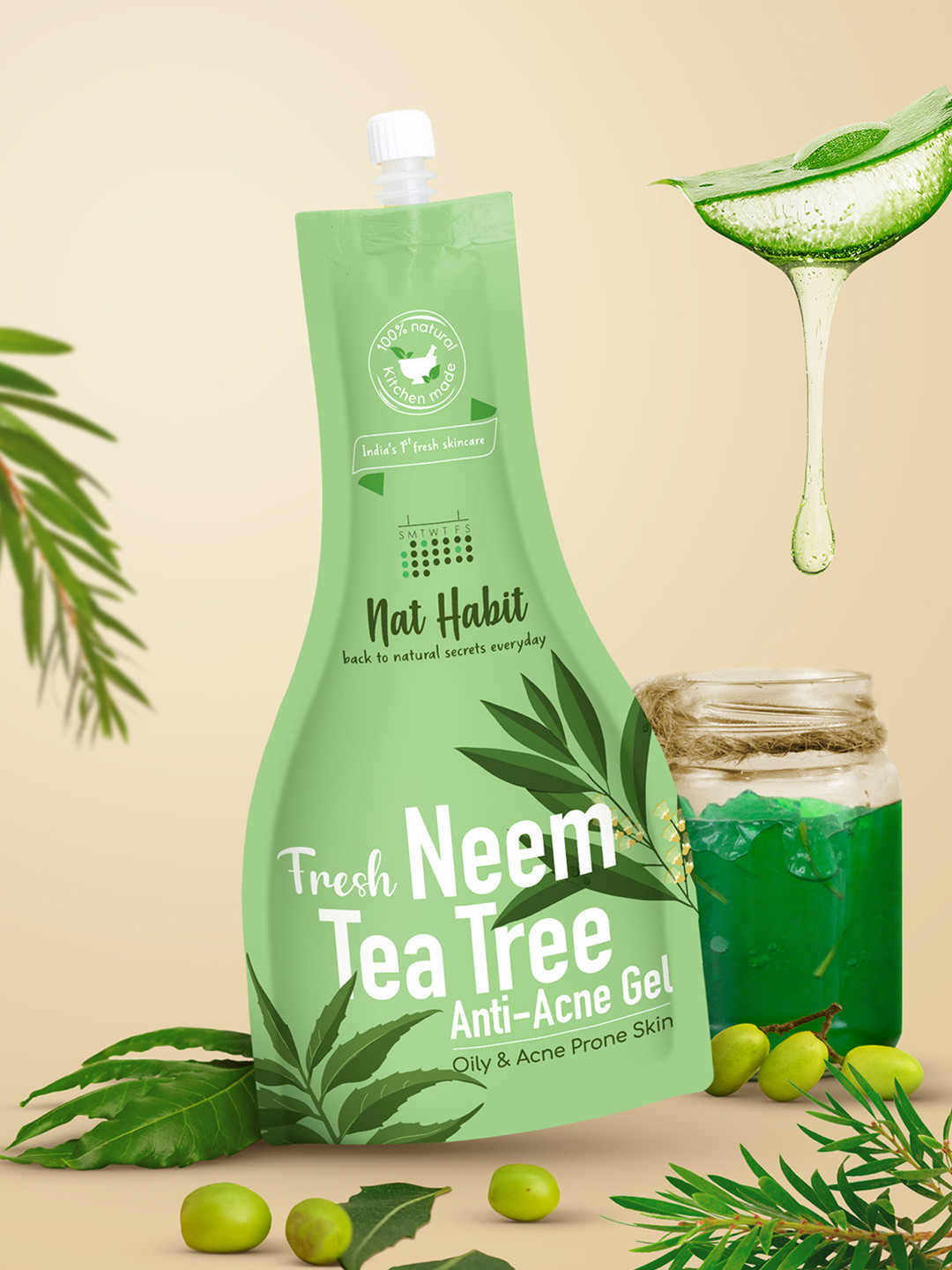 Nat Habit Fresh Neem Tea-Tree Anti-Acne Toning Gel - 80 g