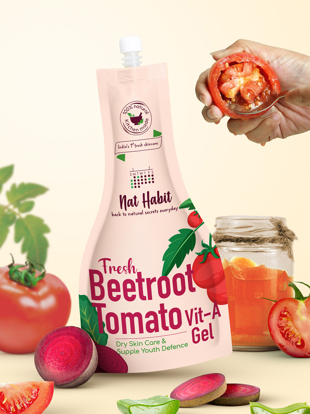 Nat Habit Fresh Beetroot Tomato Vit-A Face Gel - 80g