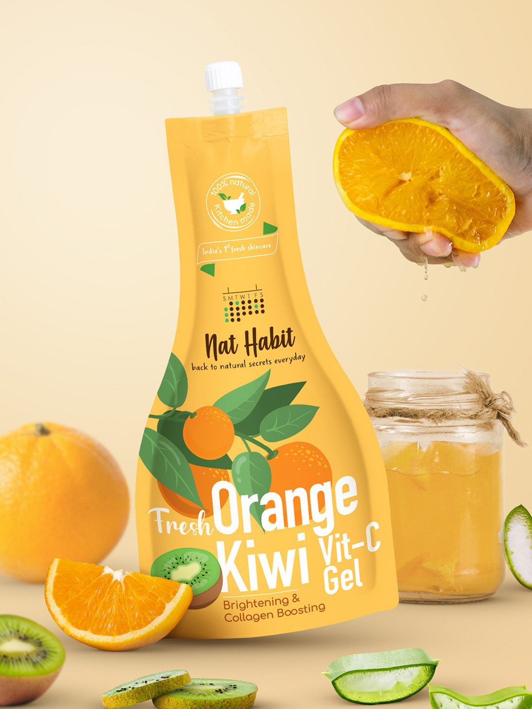 Nat Habit Orange Kiwi Vitamin C Face Gel For Collagen Boost - 80 g