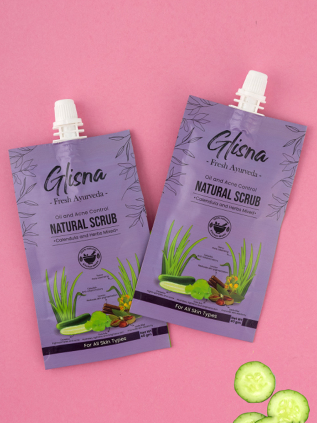 Glisna Set Of 2 Natural Oil & Acne Control Face Scrub- 40 g Each