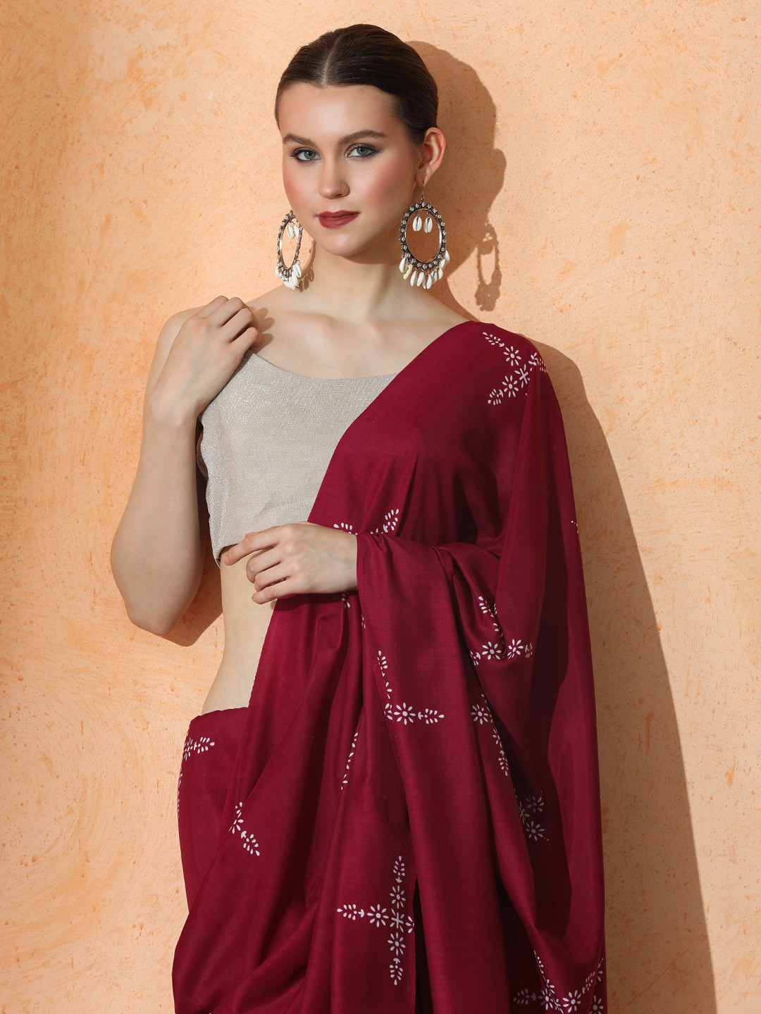 Jaipur Kurti Floral Muslin Cotton Saree with Unstiched Blouse