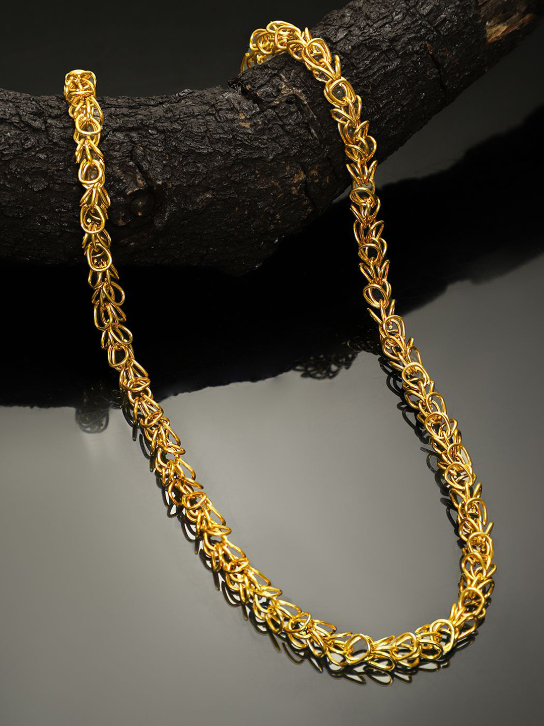 Rubans 18K Gold-Plated Intricate Woven Link Chain Necklace for Men - Bold & Luxe Look