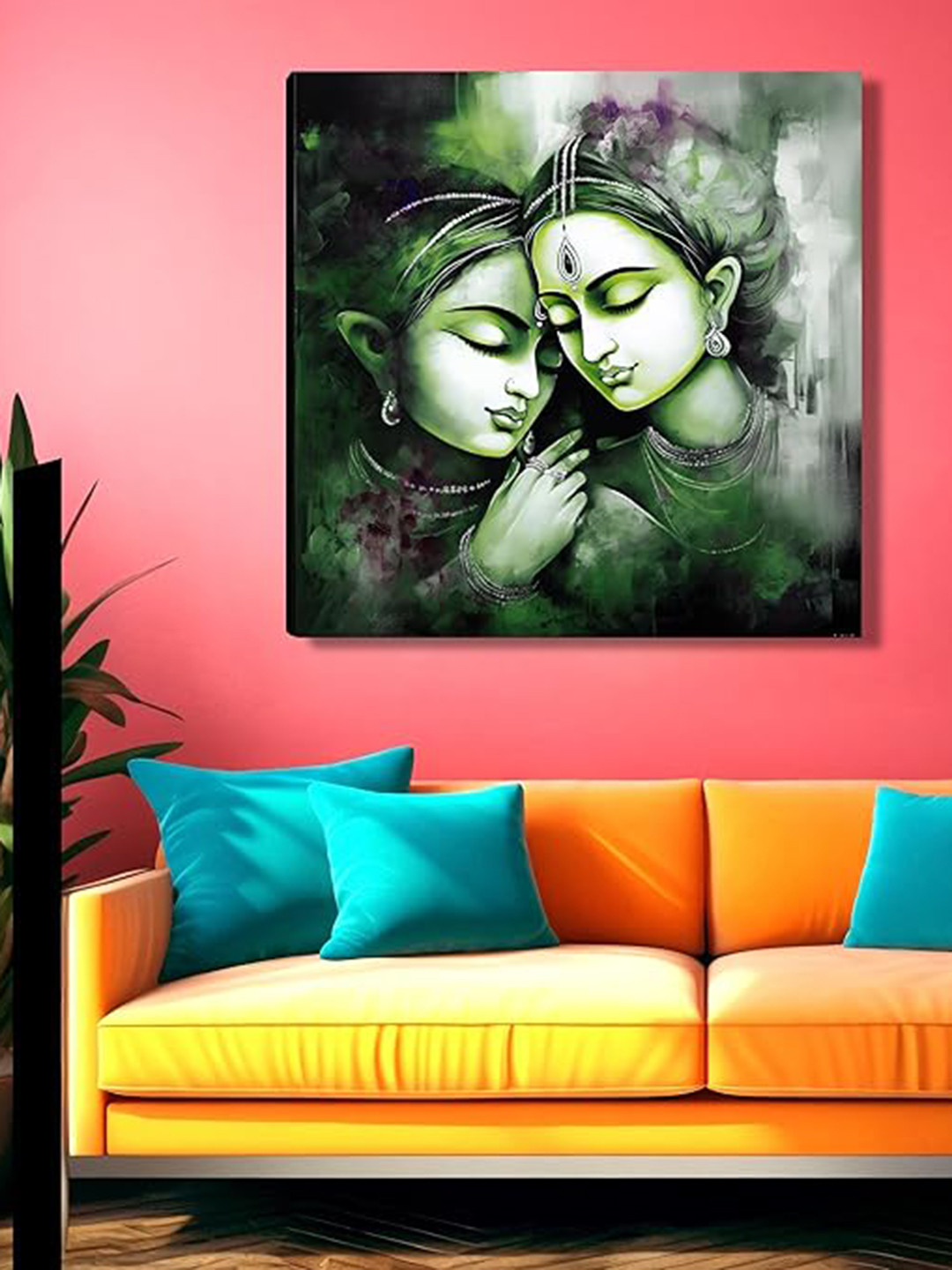 Indianara Grey & White 1 Piece Canvas Religious Wall Paintings