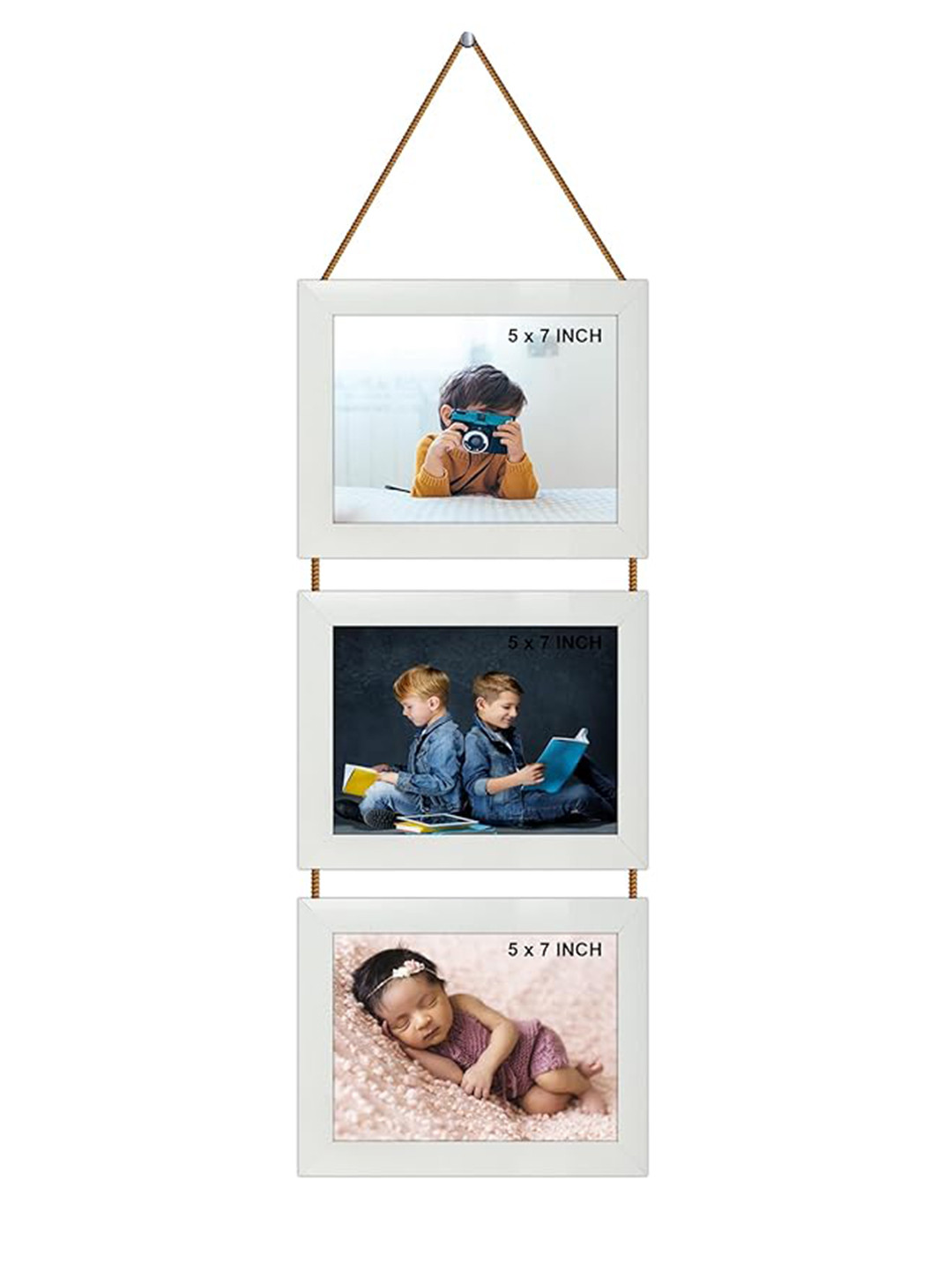 Indianara Grey & Brown 3 In 1 Hanging Photo Frame with Plexiglass