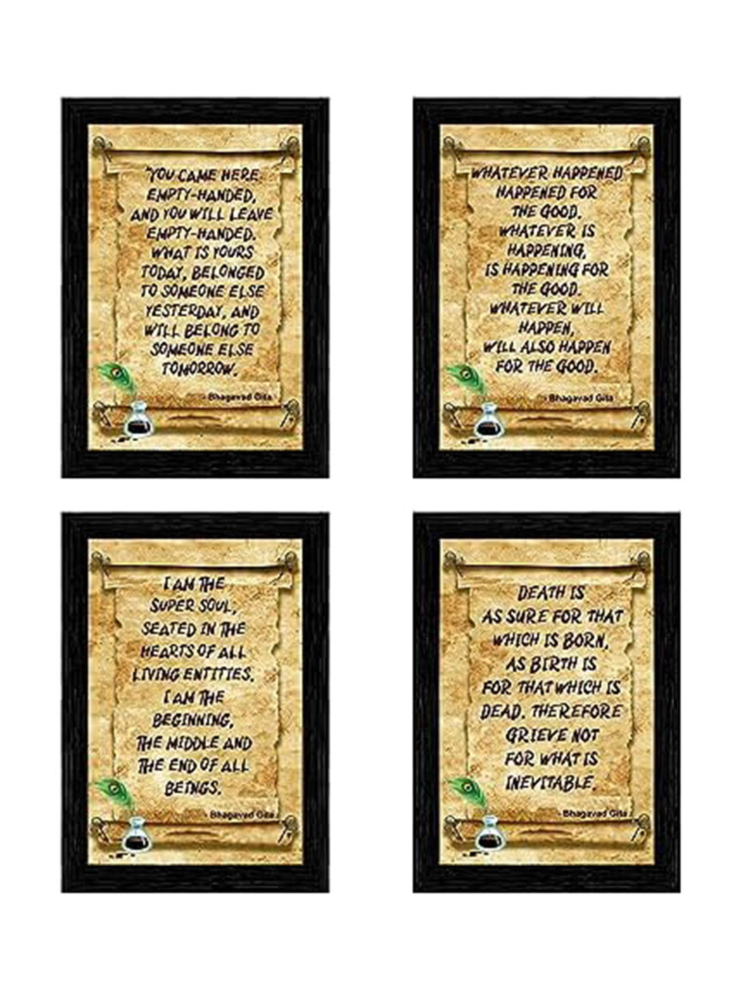 Indianara Beige & Black 4 Piece Canvas Other Wall Paintings