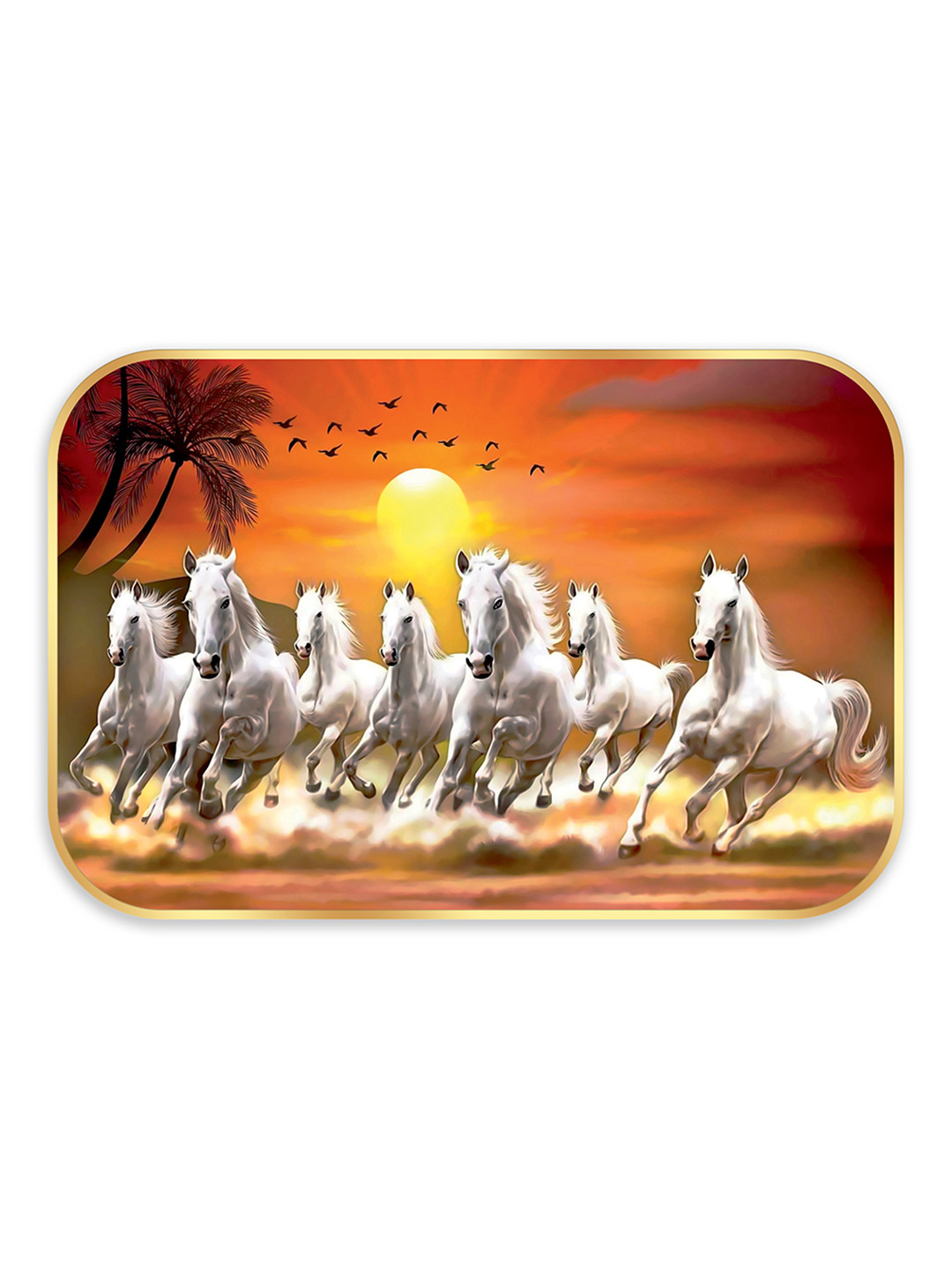 Indianara 1 Piece White & Orange Rolled Birds and Animals Wall Poster