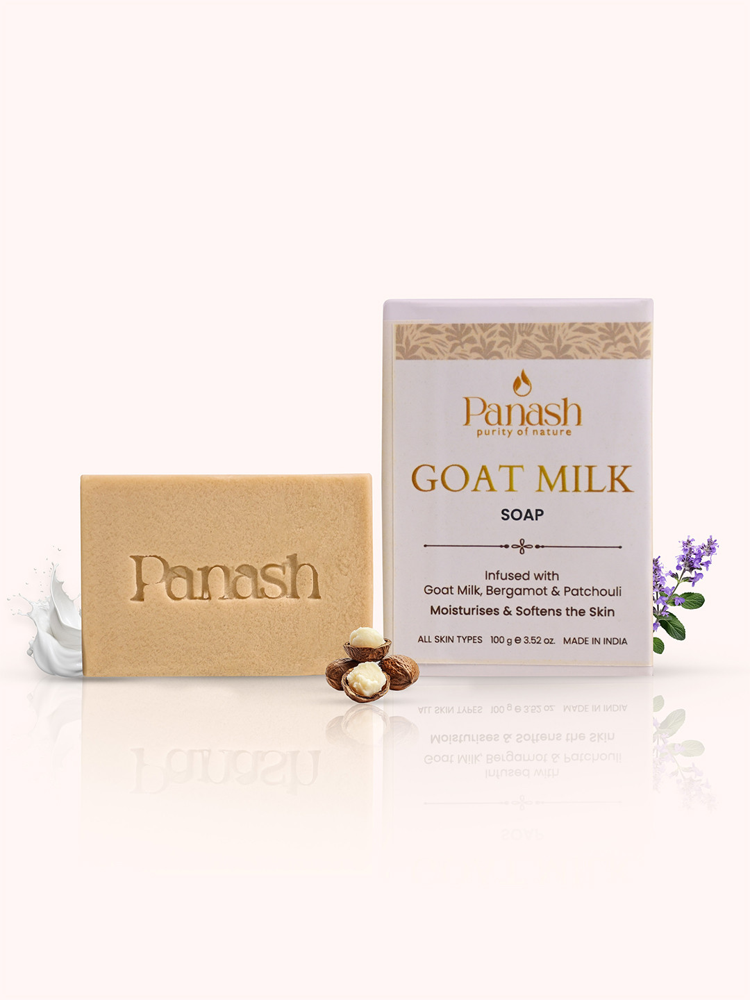 PANASH WELLNESS Goat Milk Soap Infused Bergamot & Patchouli - 100 g