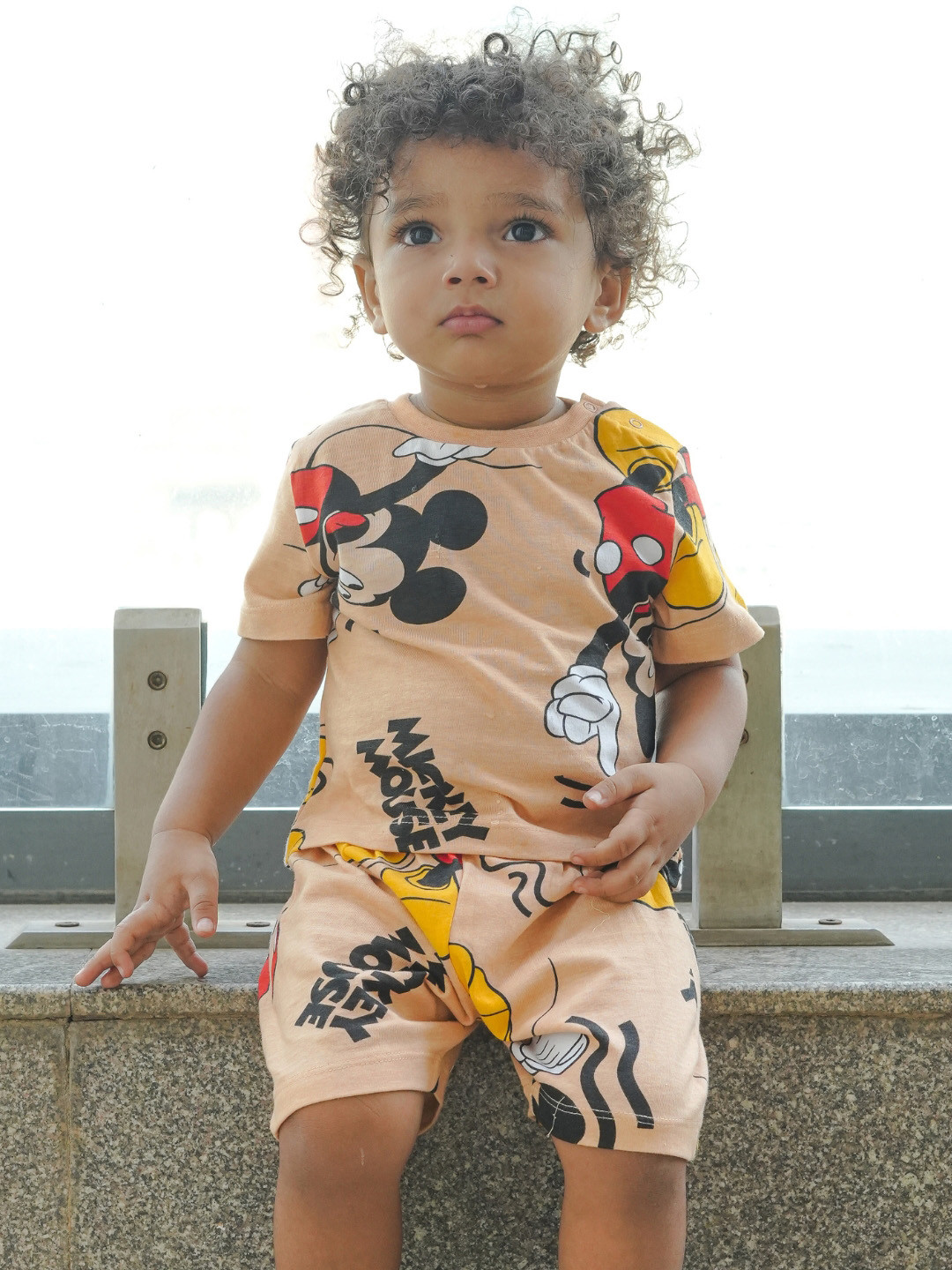 Nap Chief Infants Unisex Mickey Mouse Jumping Printed Pure Cotton T-Shirt & Shorts