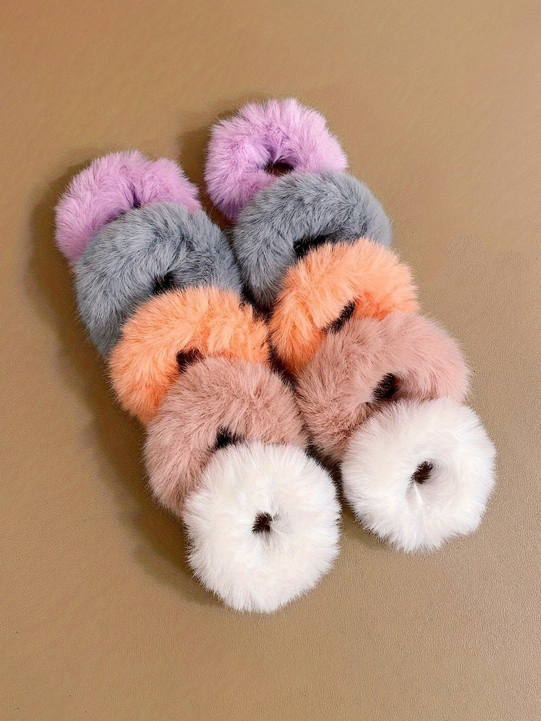 LYKAA Set of 10 Assorted Fancy Spongy Fur Hair Scrunchie Rubber Bands