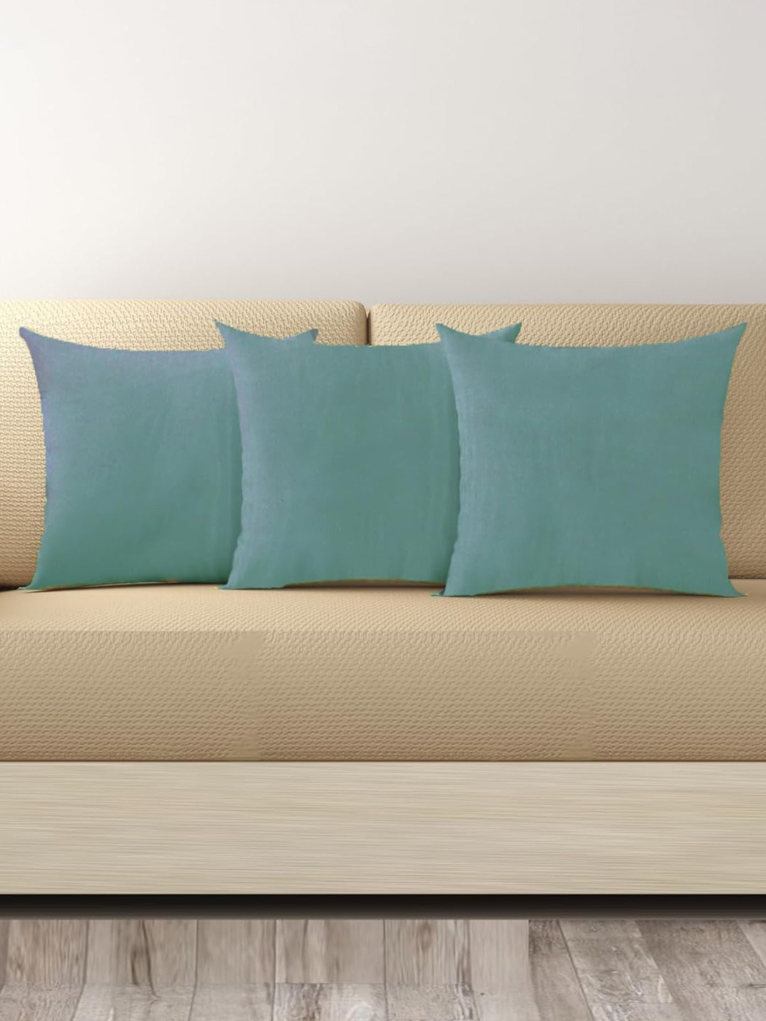 Trance Home Linen Blue 3 Pieces Linen Square Cushion Covers