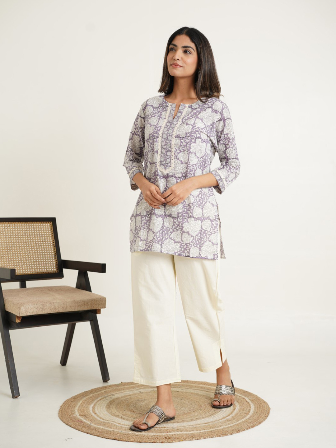GOODHAND Floral Printed Pure Cotton Kurti