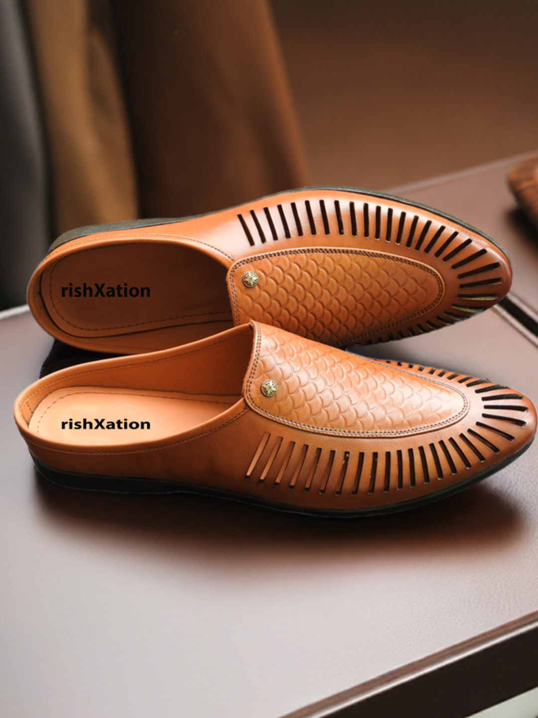 rishXation Men Ethnic Leather Fisherman Sandals