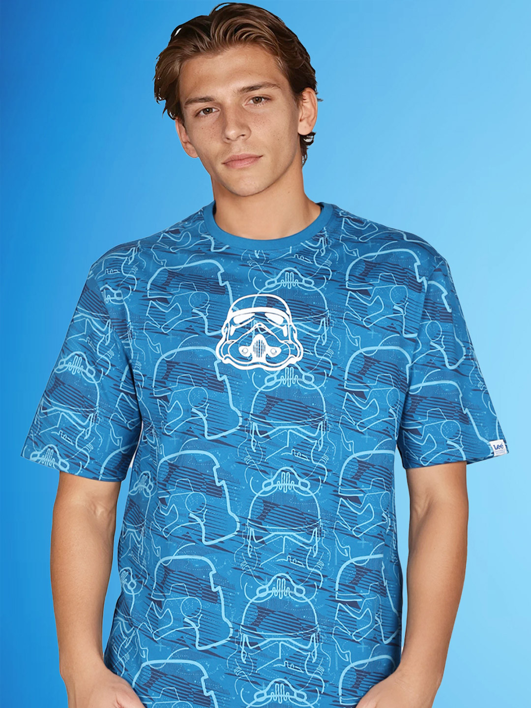 Lee X Stormtrooper Graphic Print Blue Crew Neck Tshirt