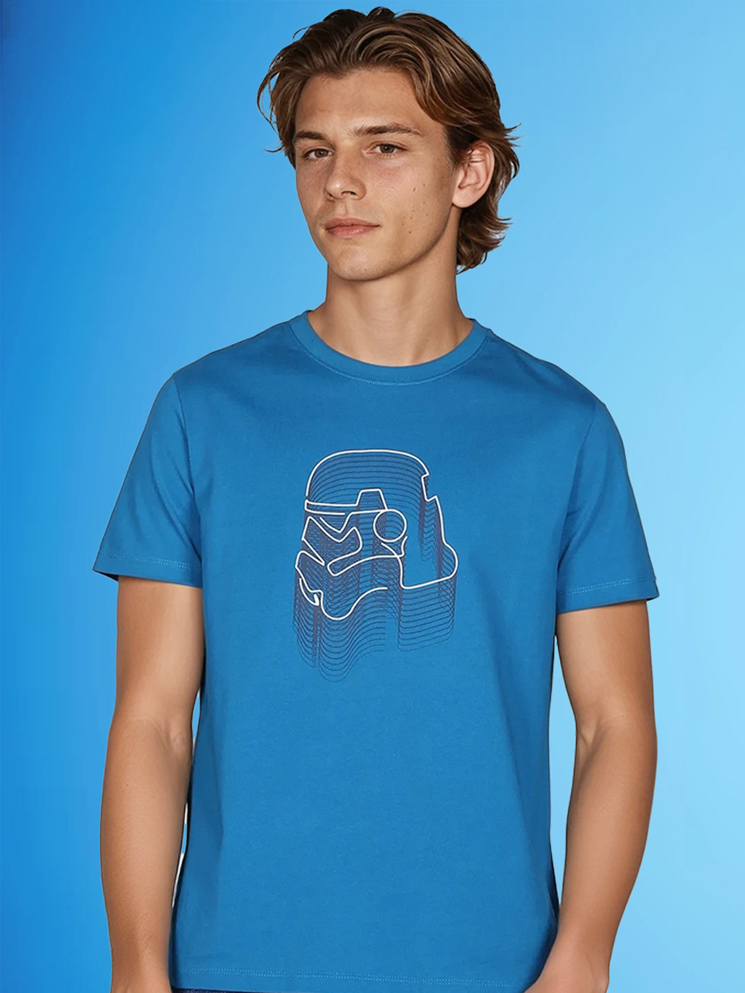 Lee X Stormtrooper HD Print Blue Crew Neck Regular Fit Tshirt