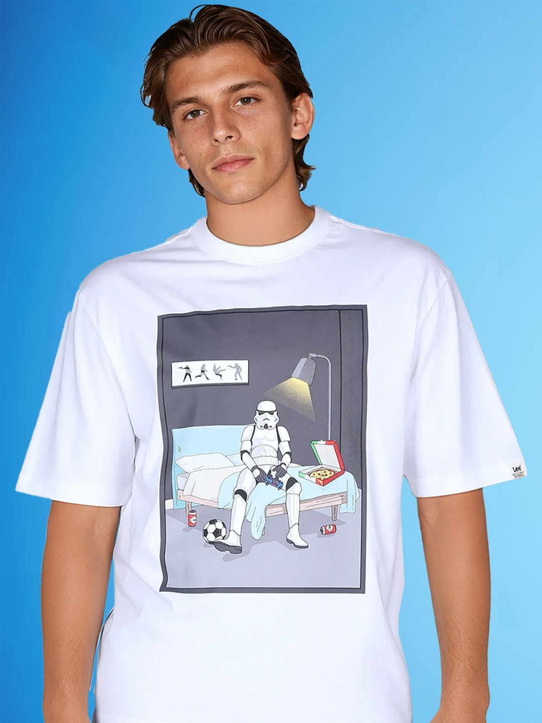 Lee X Stormtrooper Graphic Print White Crew Neck Tshirt
