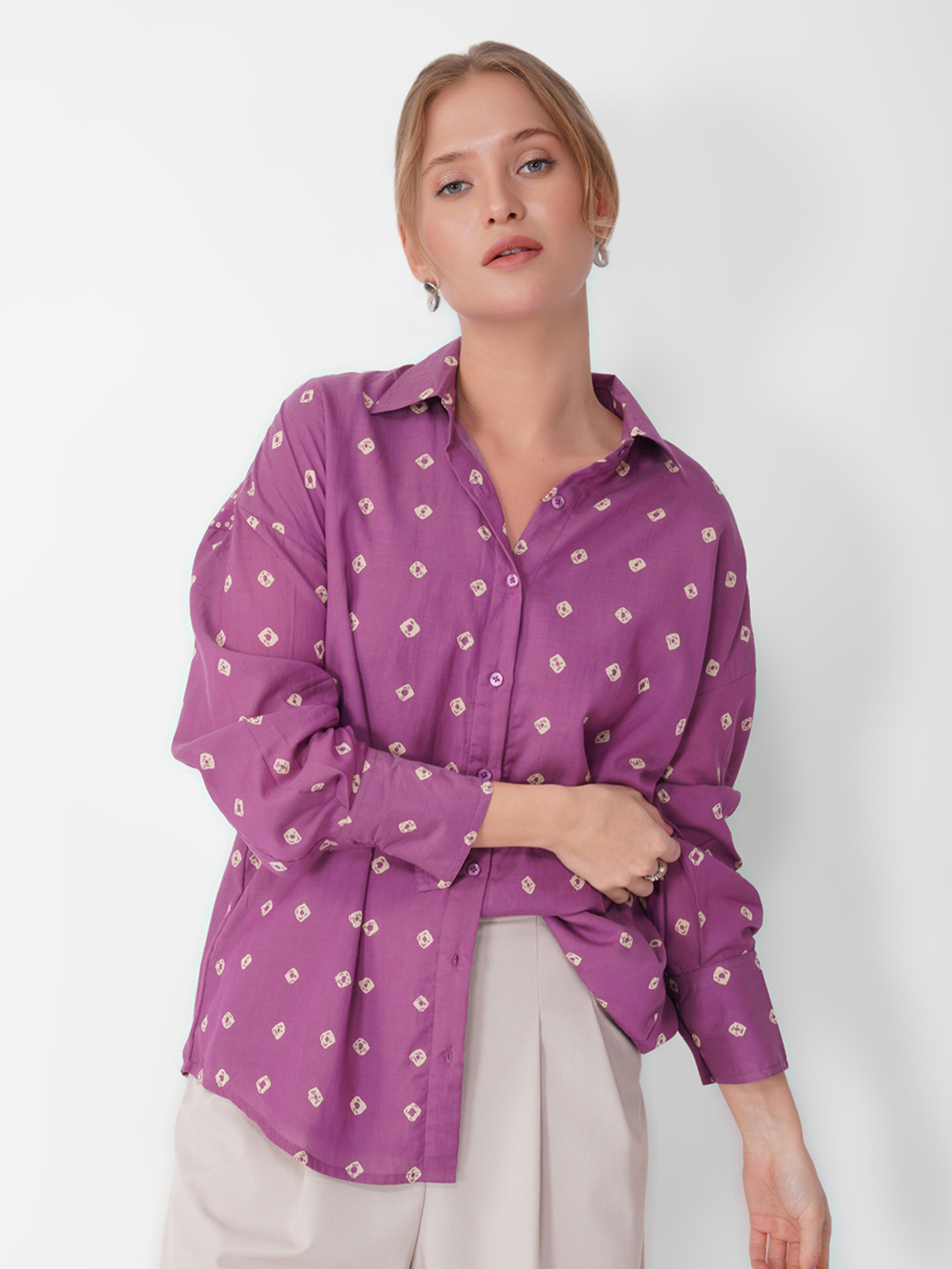 KALAMIR Women Comfort Pure Cotton Printed Casual Shirt