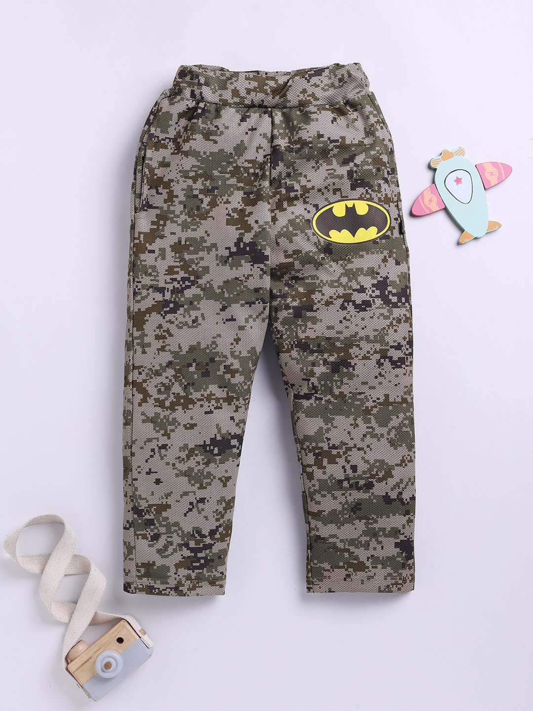 YK X Minute Mirth Boys Camouflage Batman Printed Joggers