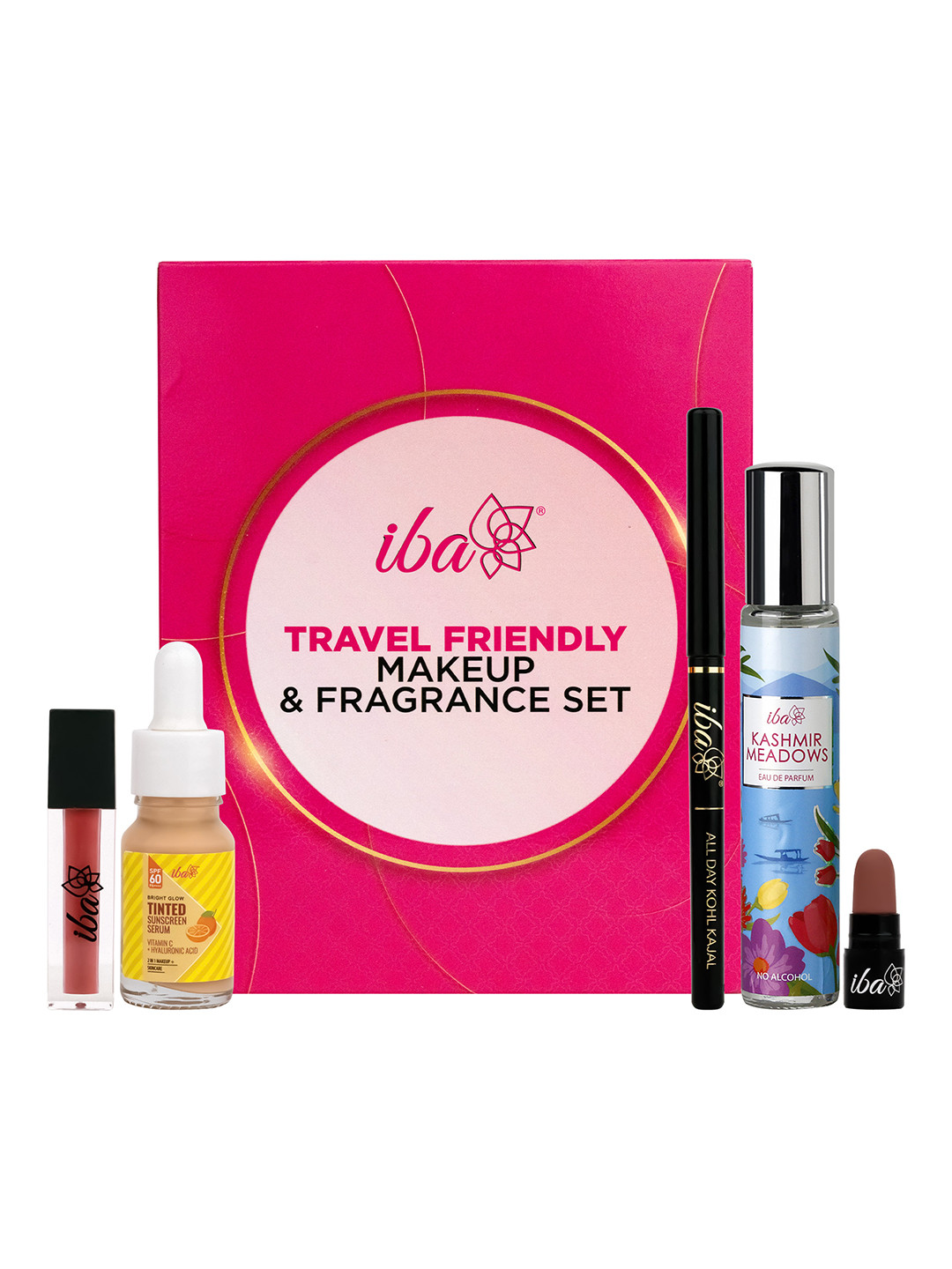 Iba Set Of 5 Perfume, Lipstick, Sunscreen Serum & Kajal Makeup Combo