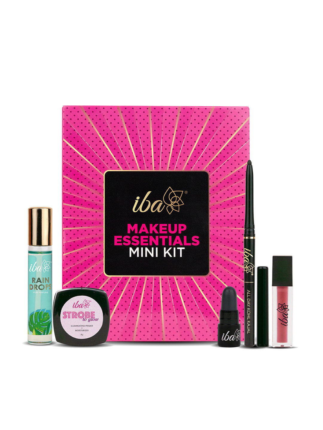 Iba Set Of 5 Perfume, Kajal, Liquid Mini Lipstick, Primer & PH Lipstick Makeup Kit