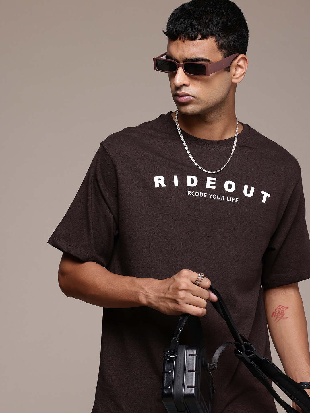 R.Code by The Roadster Life Co. Men Typography Printed Relaxed Fit T-shirt