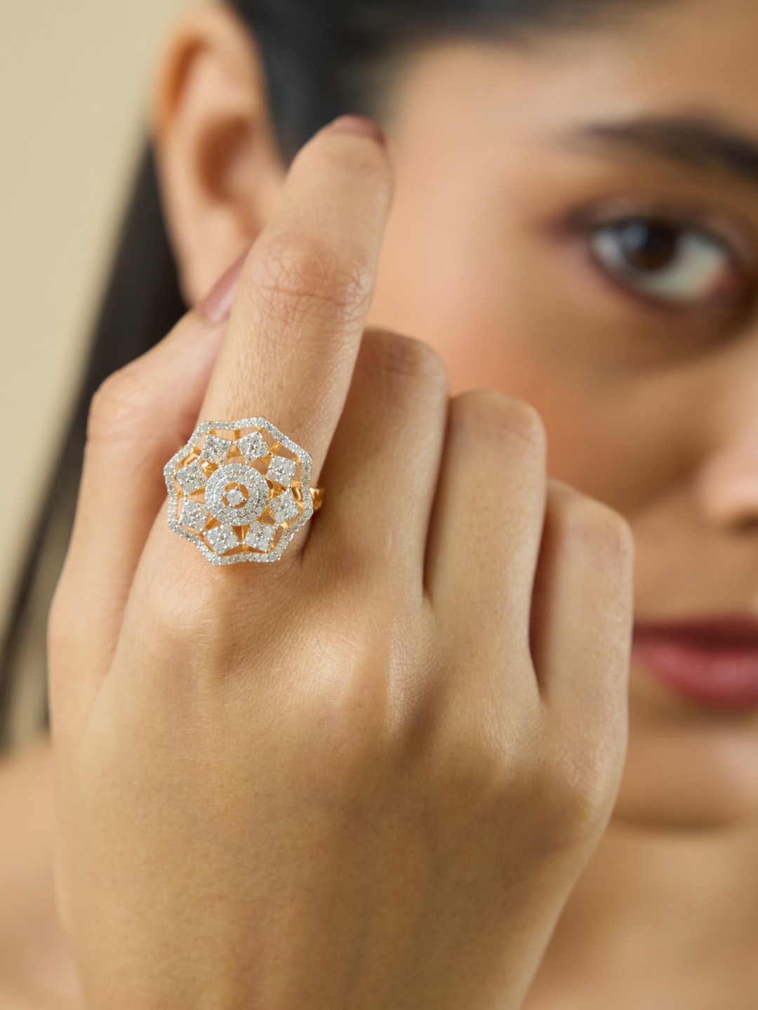Kushal's Fashion Jewellery  White Rhodium Gold-Plated Cubic Zirconia   Finger Ring