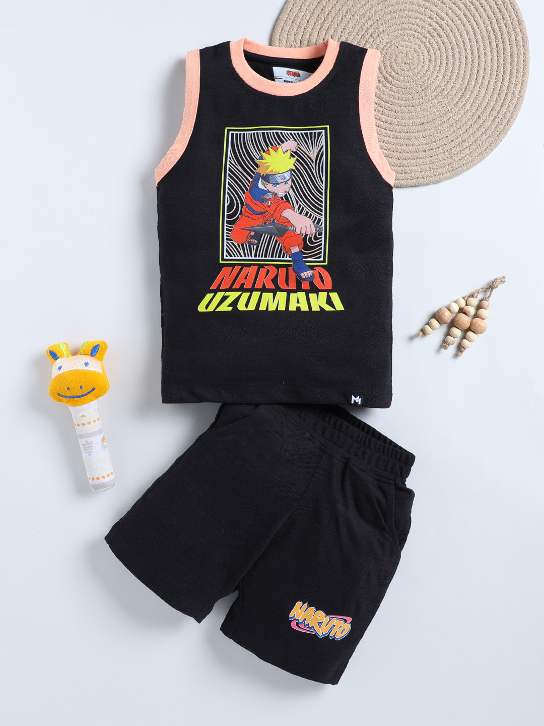 YK X Minute Mirth Boys Animal Graphic T-shirt with Shorts