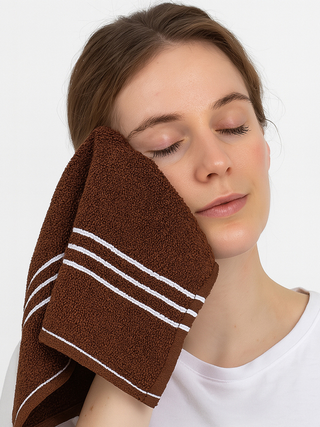 Kuber Industries Brown Stripped Super Absorbent Face Towels