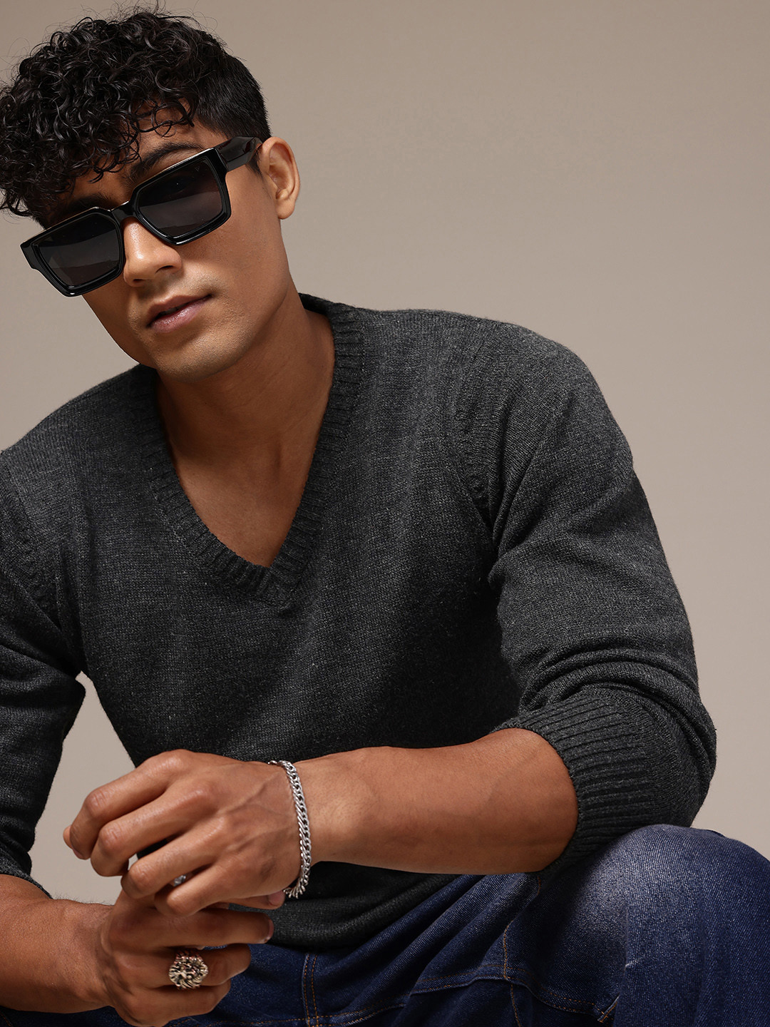 The Roadster Lifestyle Co. Men Pullover With Elbow Patches