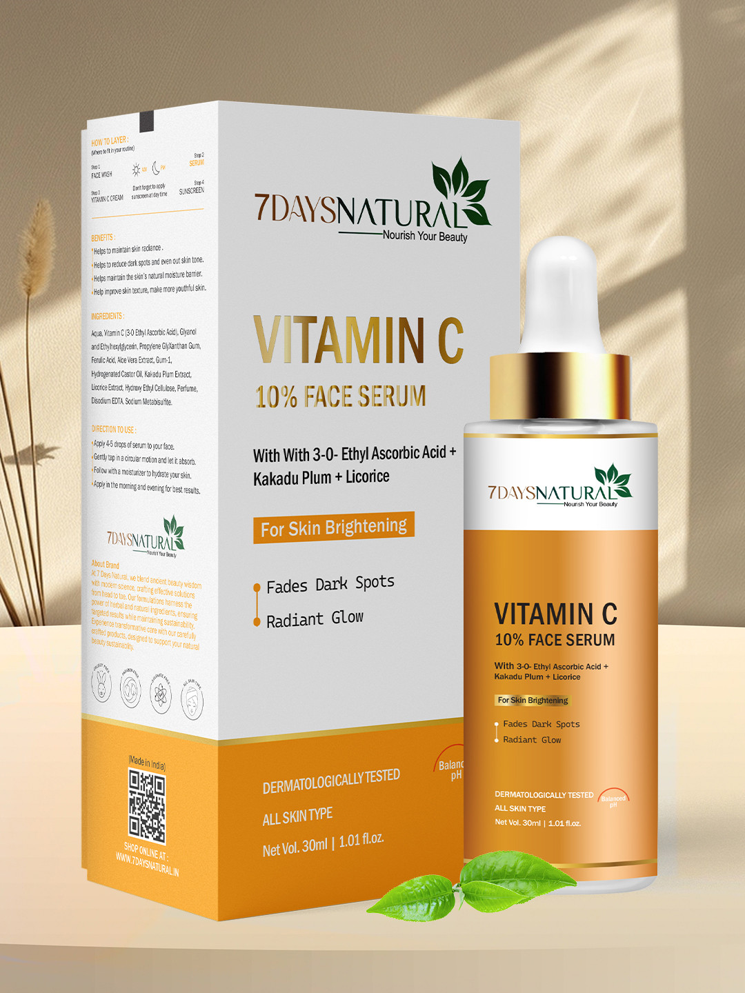 7DAYSNATURAL Natural Nourish Your Beauty 10% Vitamin C Face Serum - 30 ml