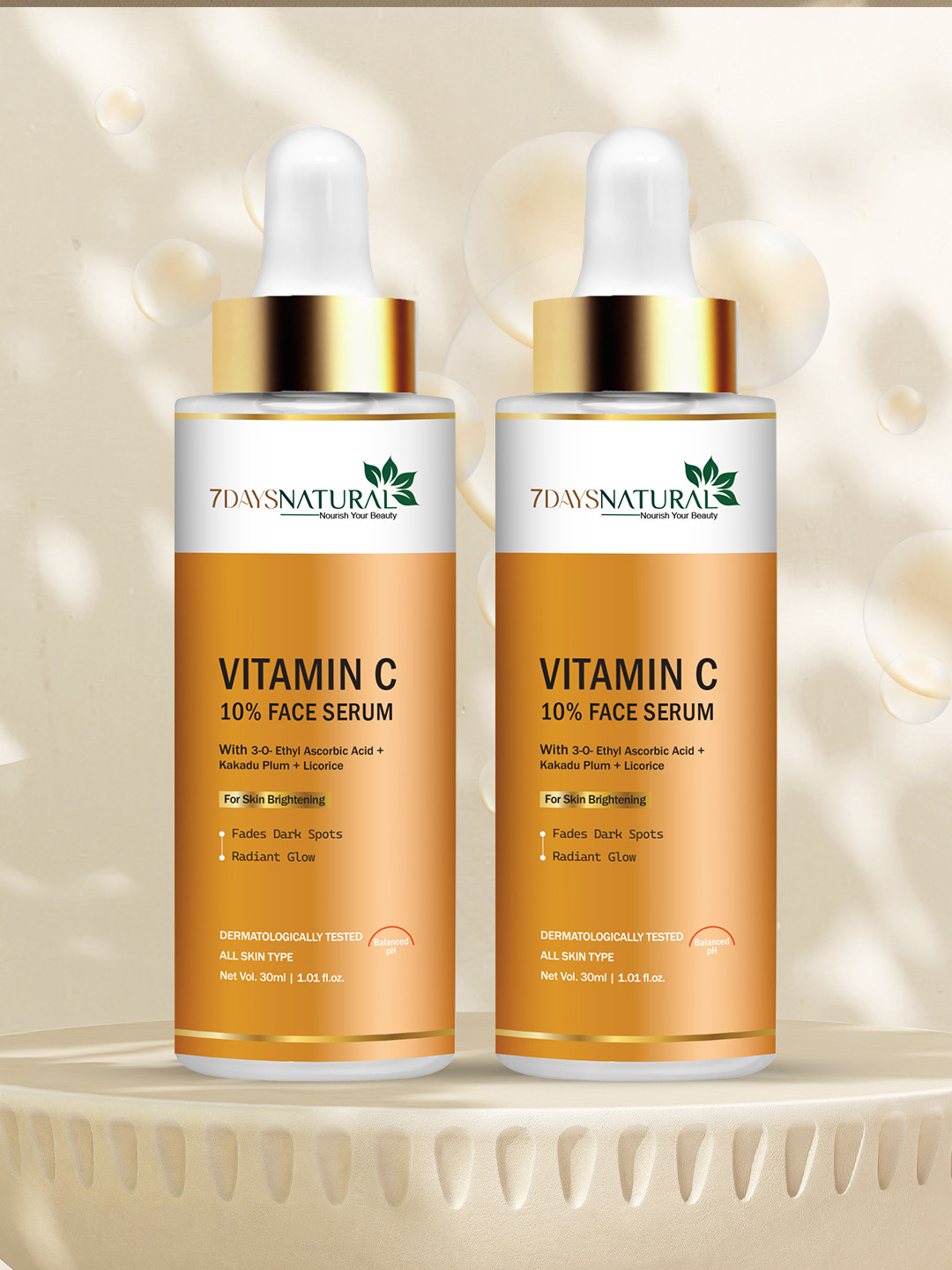 7DAYSNATURAL Natural Nourish Your Beauty Set Of 2 Vit C 10% Serum With Kakadu Plum 30 ml Each