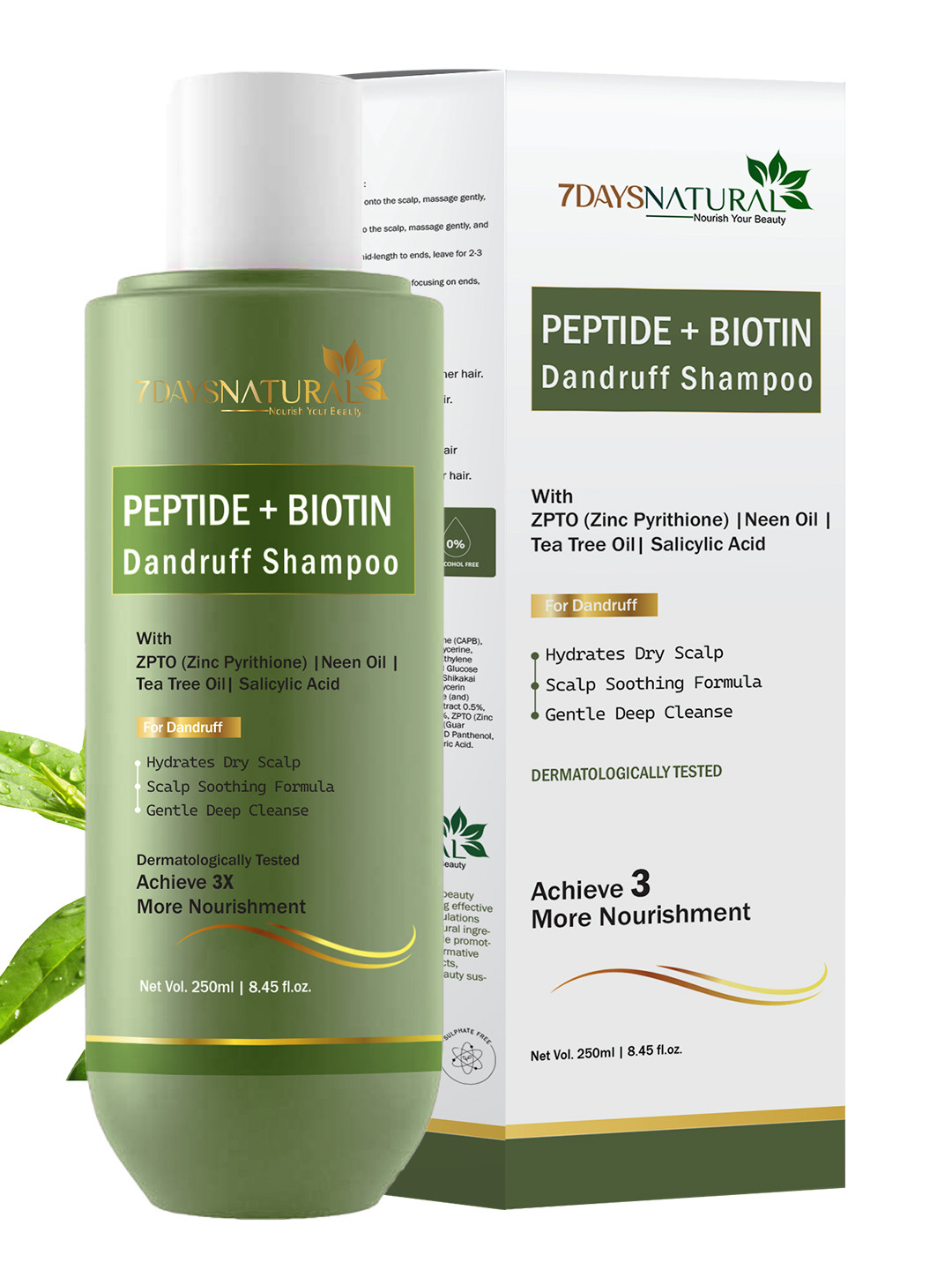 7DAYSNATURAL Natural Nourish Your Beauty Peptide & Biotin Dandruff Shampoo - 250 ml Each