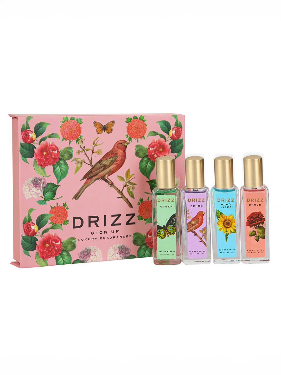 DRIZZ Set Of 4 Glow Up Luxury Eau de Parfum Fragrance Gift Set - 20 ml Each