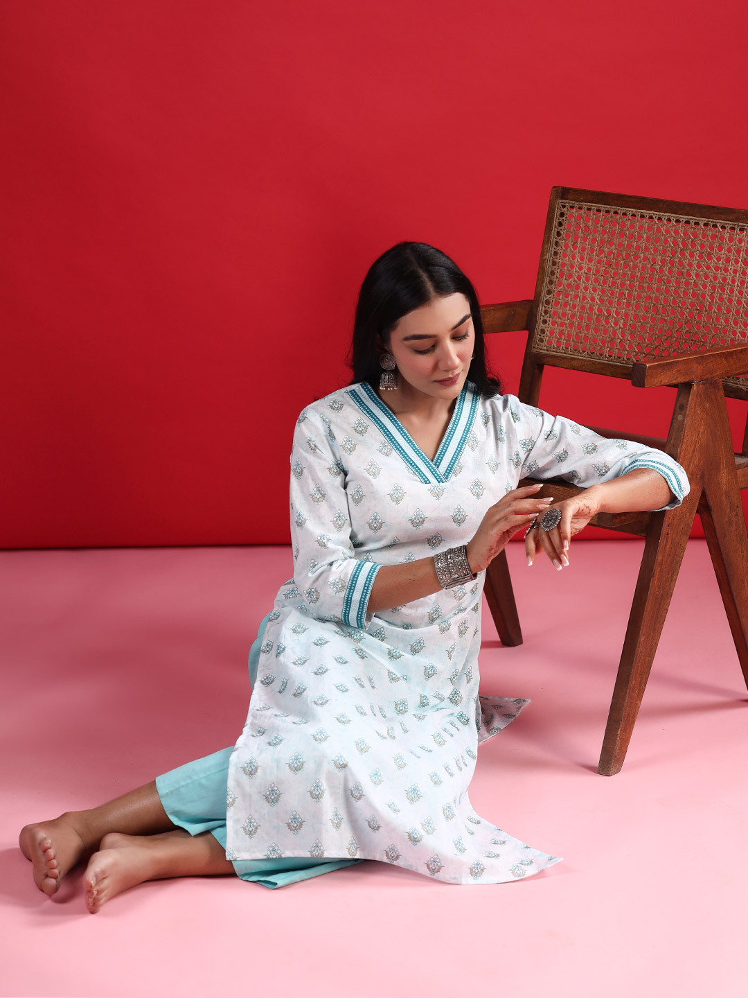 Indo Era Women Ethnic Motifs Printed Floral Kurta