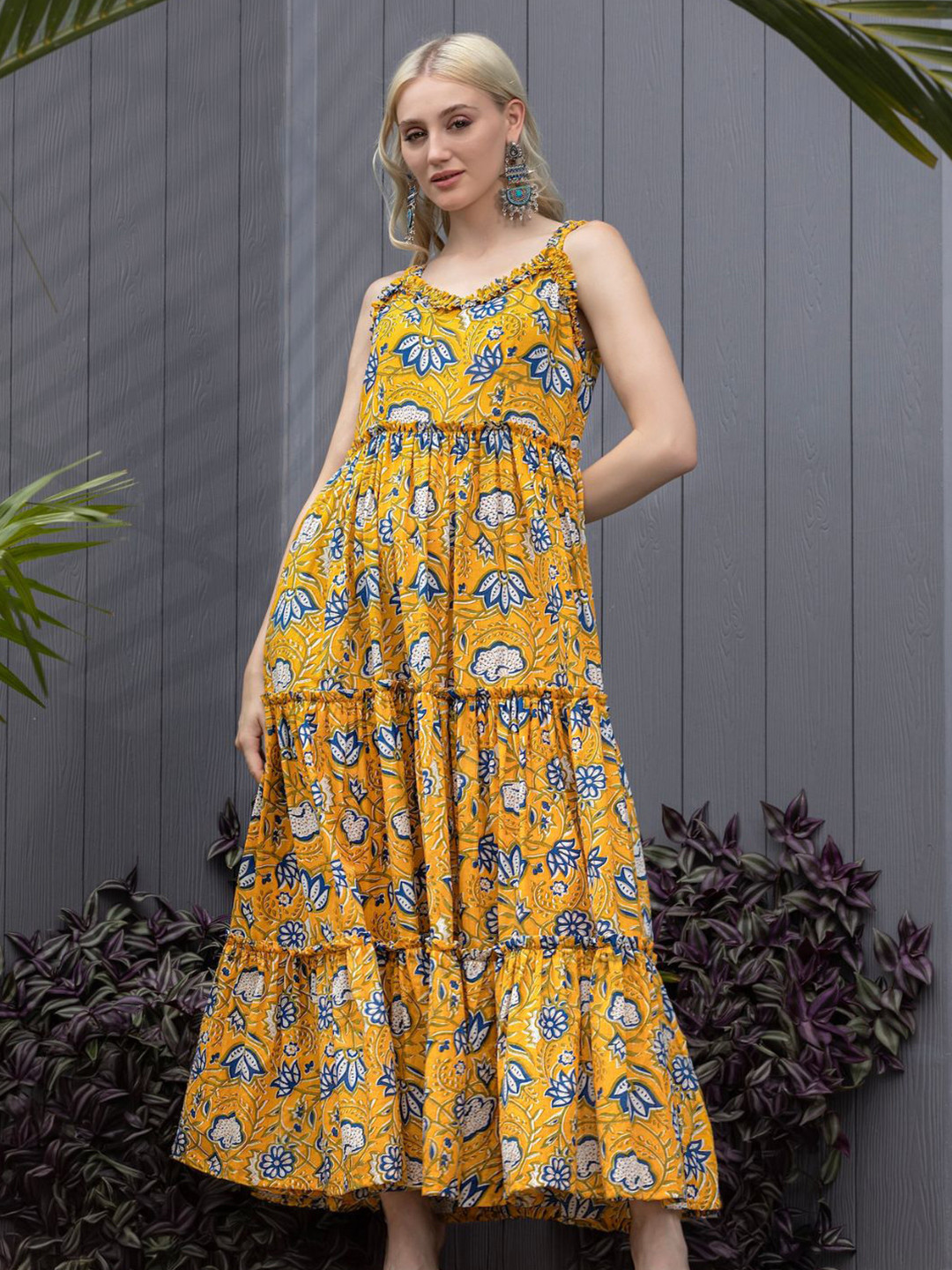 House of Abeena Floral Print Fit & Flare Maxi Dress
