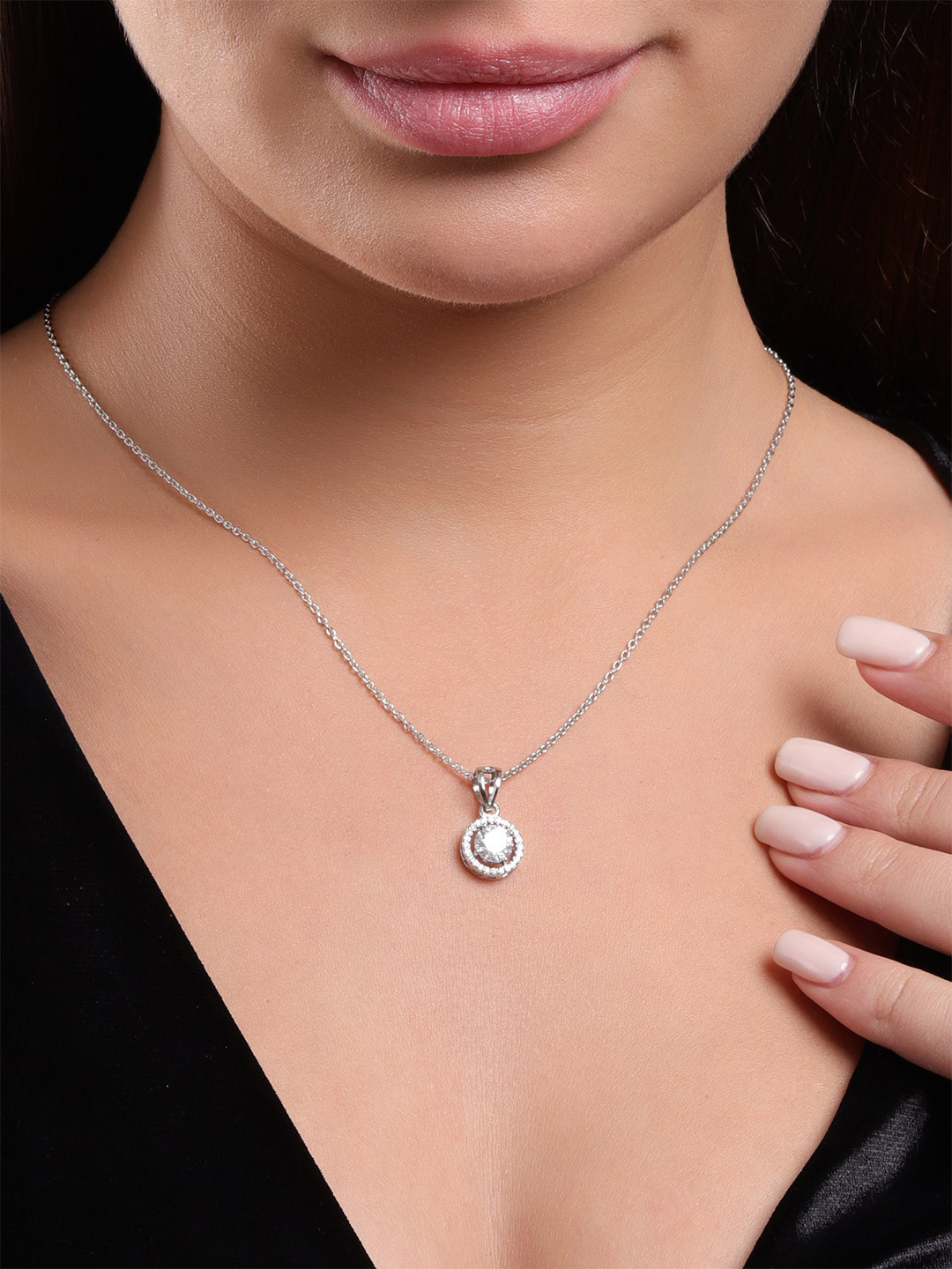 Soraya Luxe 925 Sterling Silver Moissanite Diamond Solitaire Pendant Necklace