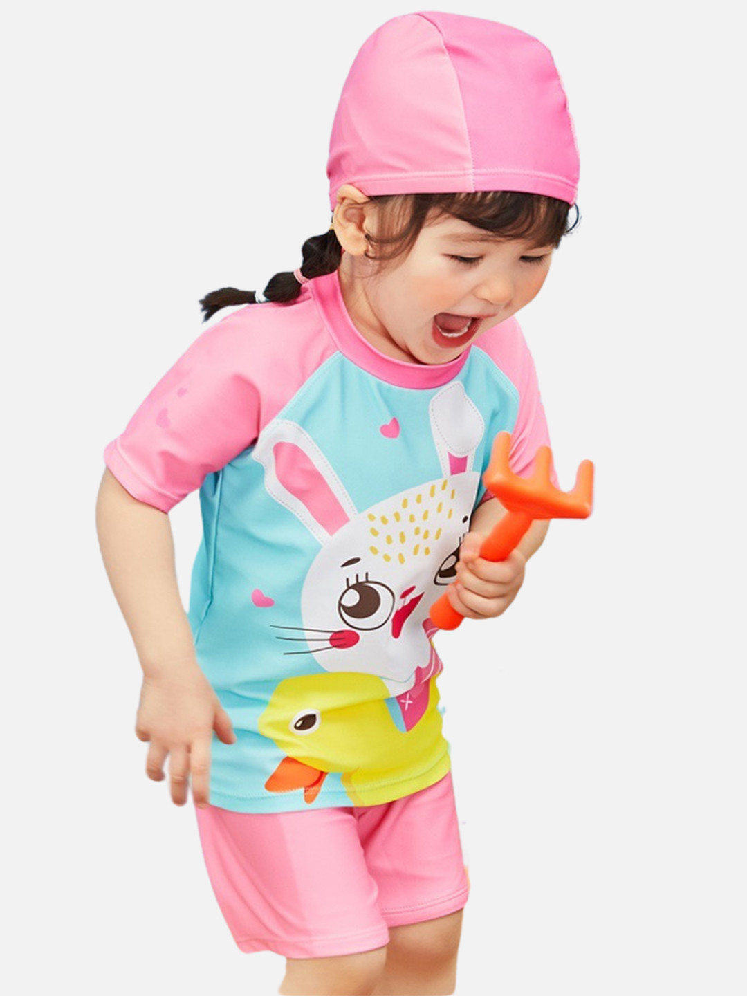 Little Surprise Box LLP Kids Rabbit Duck Printed UPF50+ Swimwear & Swim Cap