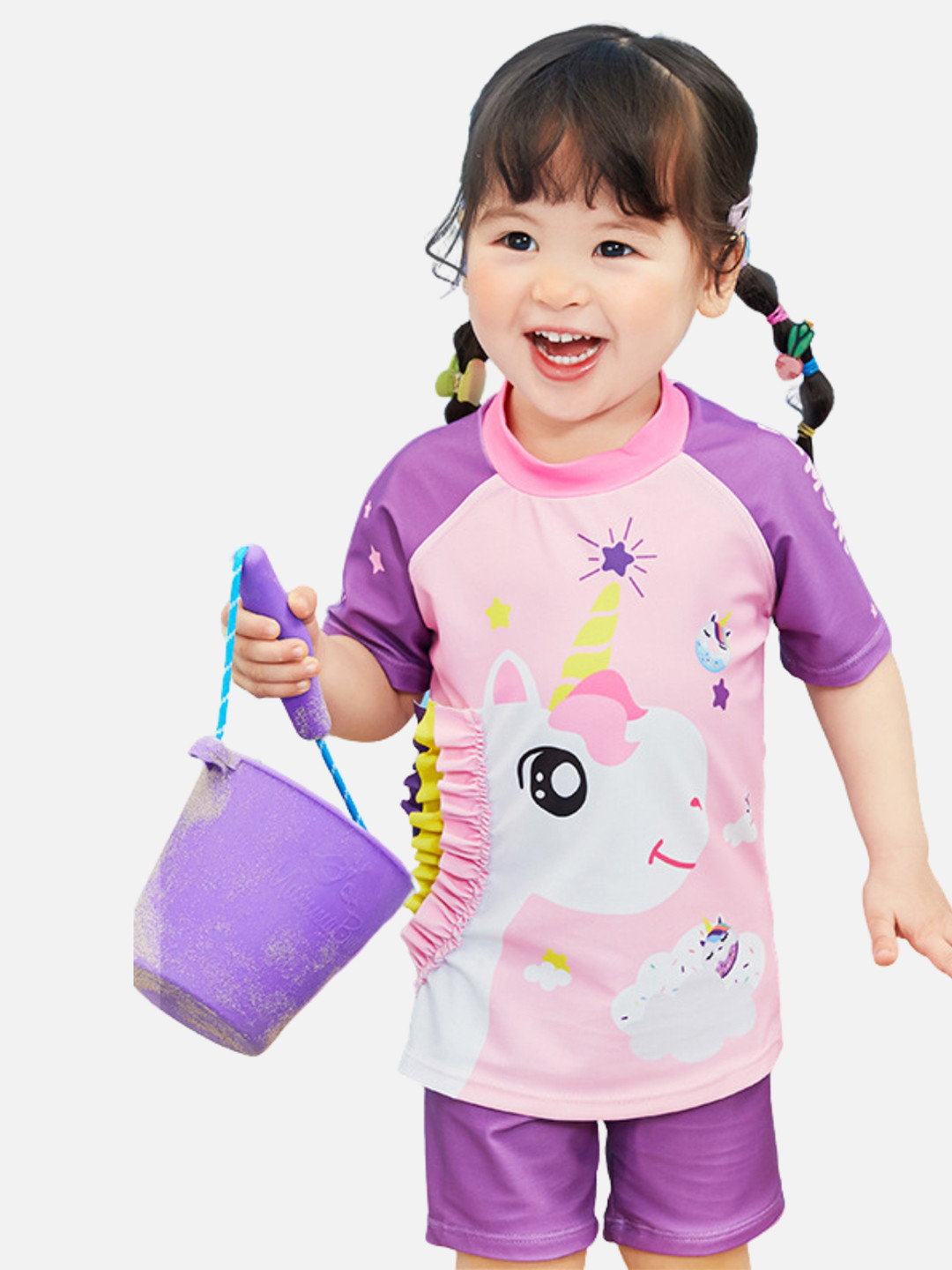 Little Surprise Box LLP Kids Unicorn Frill-Detail UPF 50+ Two-Piece Swimwear & Swim Cap