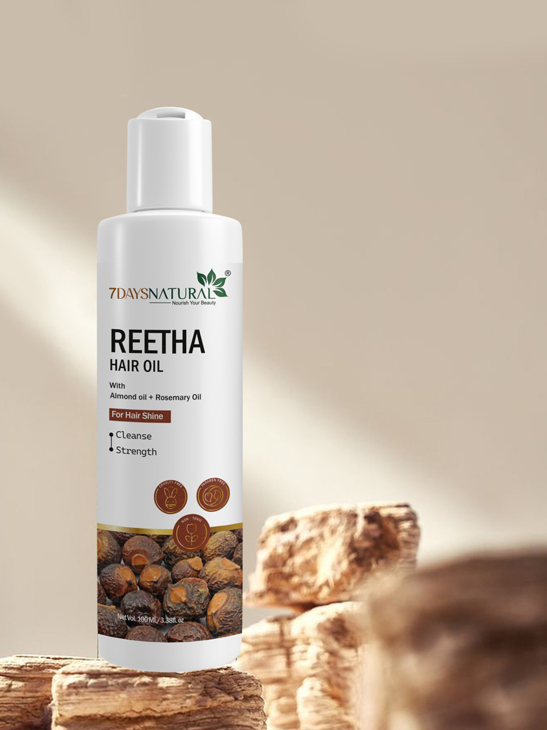 7DAYSNATURAL Natural Reetha Hair Oil With Almond Oil For Hair Shine - 100 ml