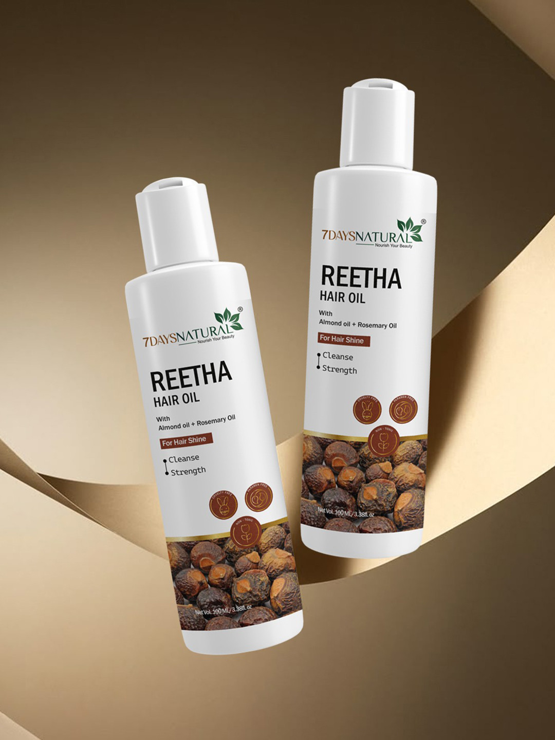 7DAYSNATURAL Set Of 2 Natural Reetha Hair Oil With Almond Oil For Hair Shine - 100 ml Each