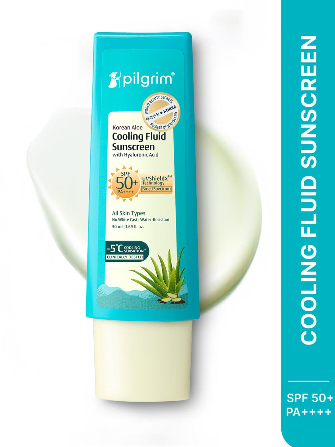 Pilgrim Korean Aloe Cooling Fluid Sunscreen SPF 50+ PA++++ With Hyaluronic Acid- 50 ml