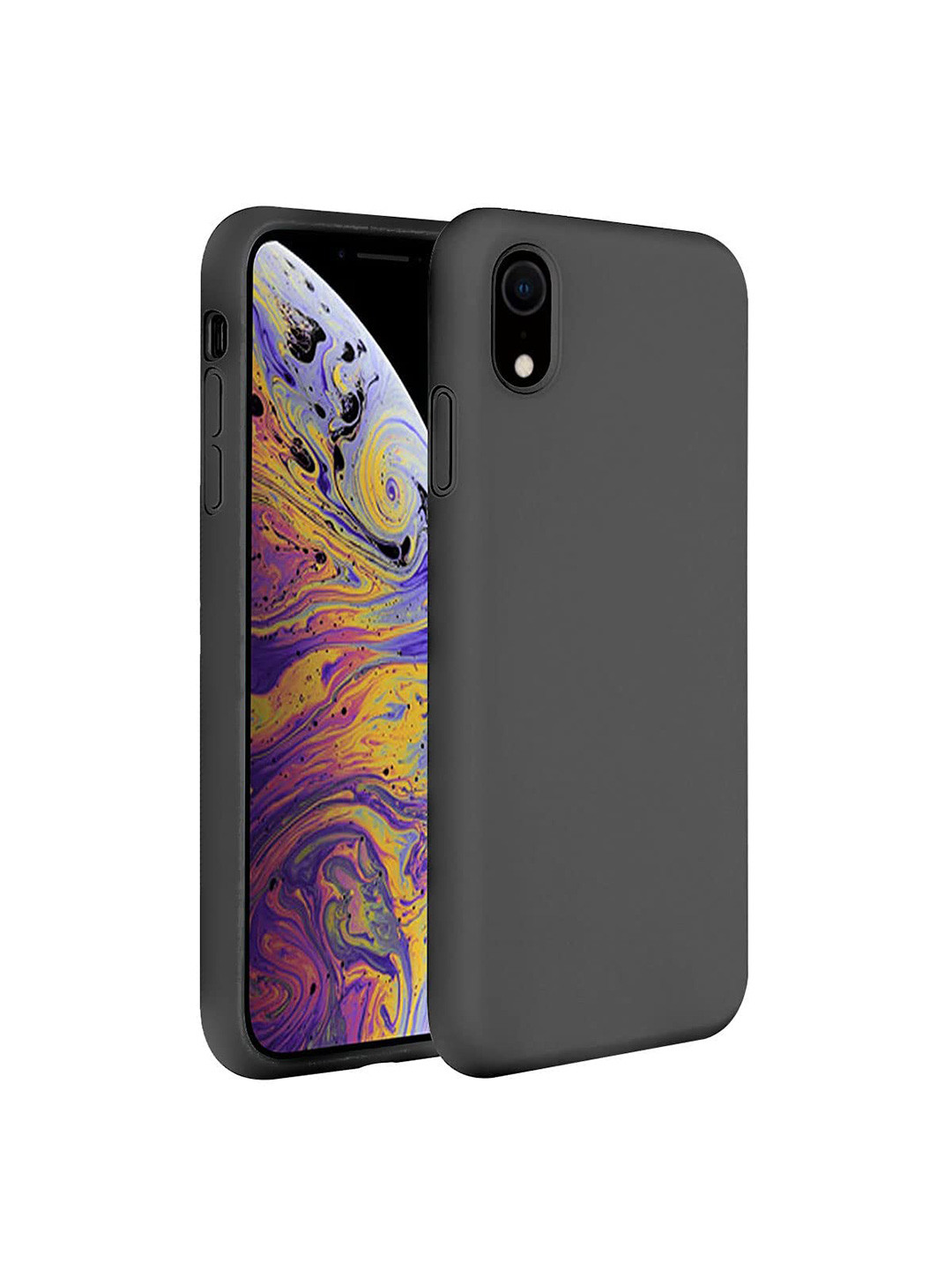 LIRAMARK Grey Liquid Silicone Soft Back Cover Case For Apple iPhone XR