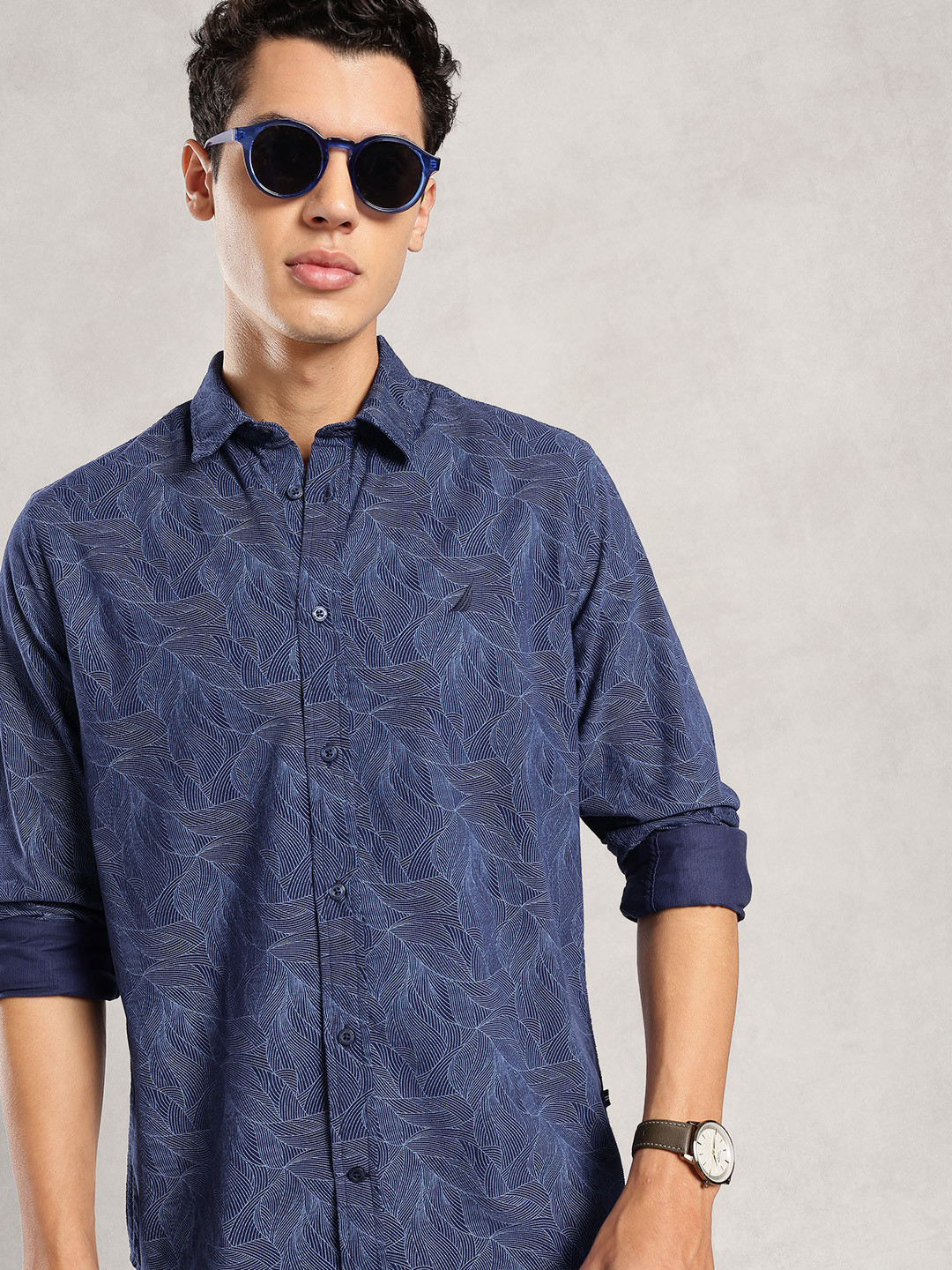 Nautica Pure Cotton Classic Fit Tropical Printed Corduroy Shirt