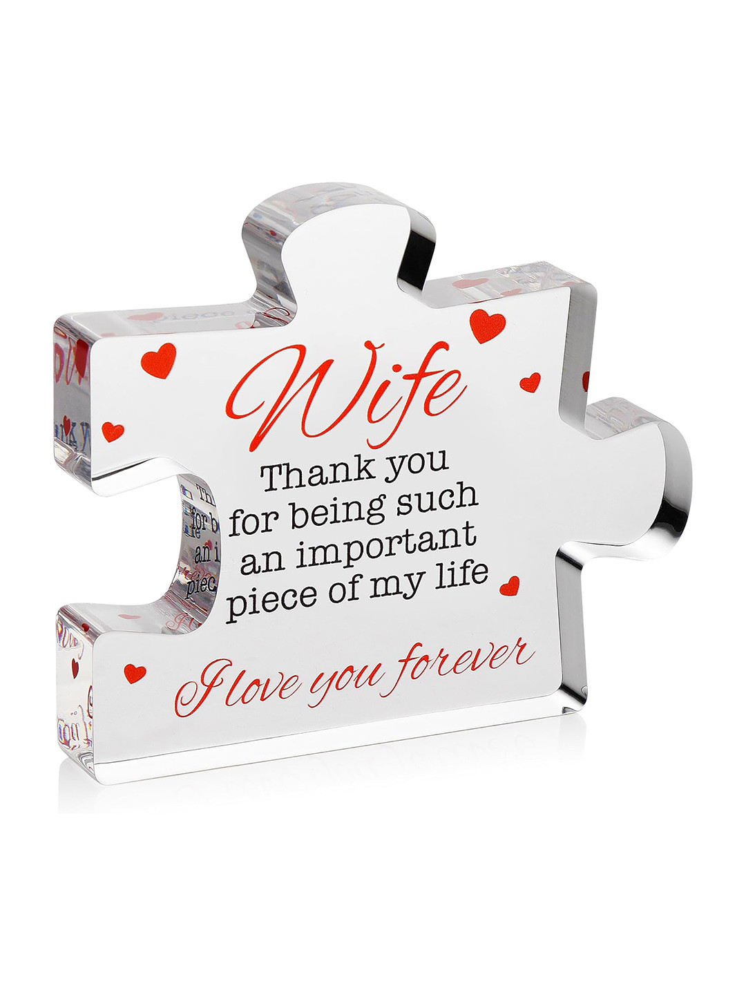 BS AMOR Puzzle White Acrylic Glossy Living Room Medium Showpiece - 4 Inches